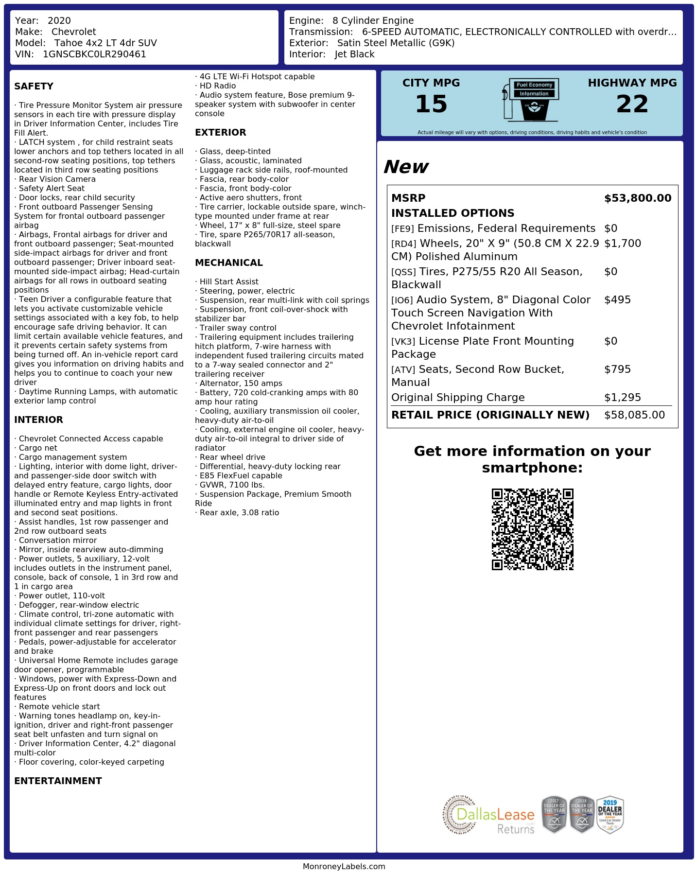 Monroney Label