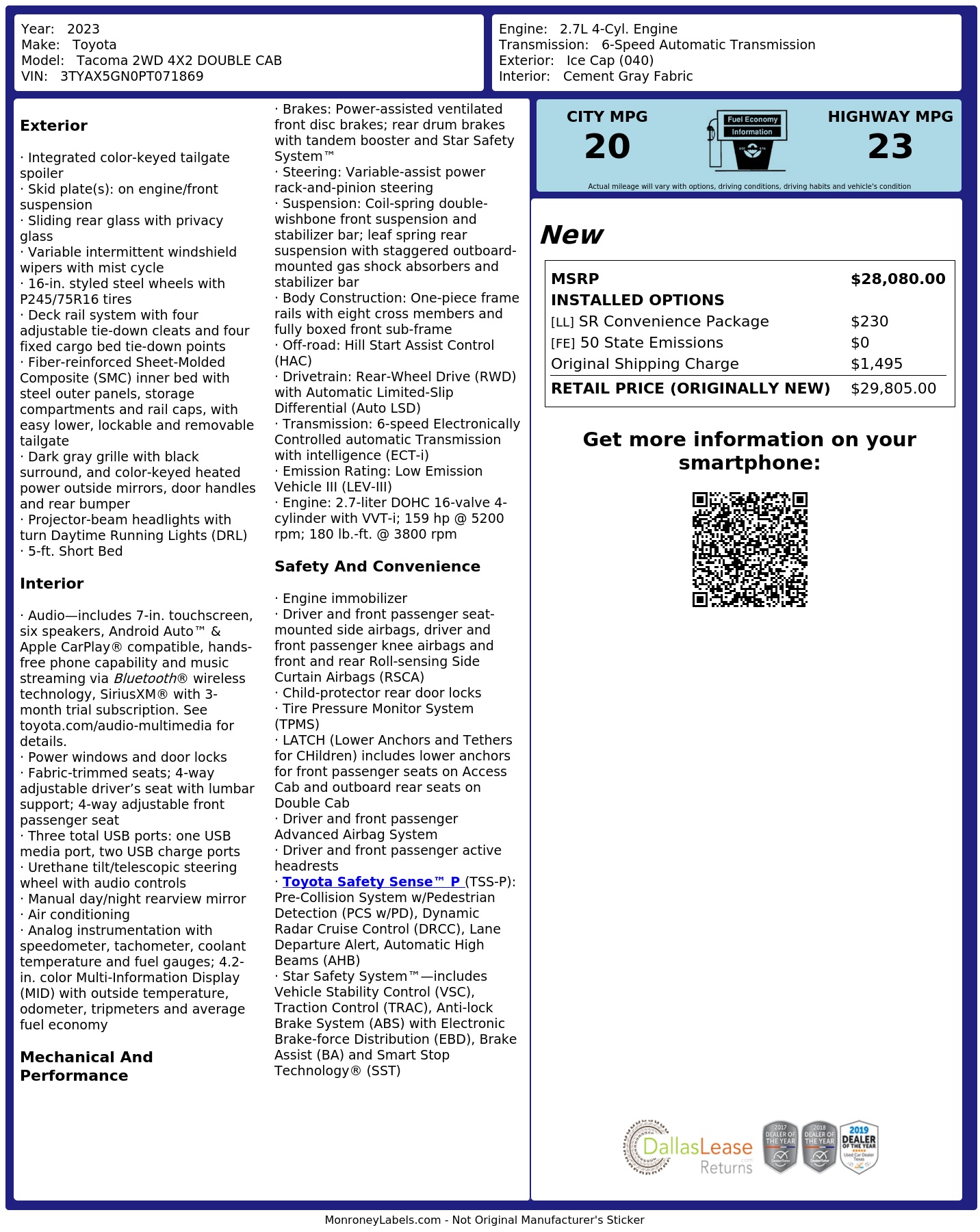 Monroney Label