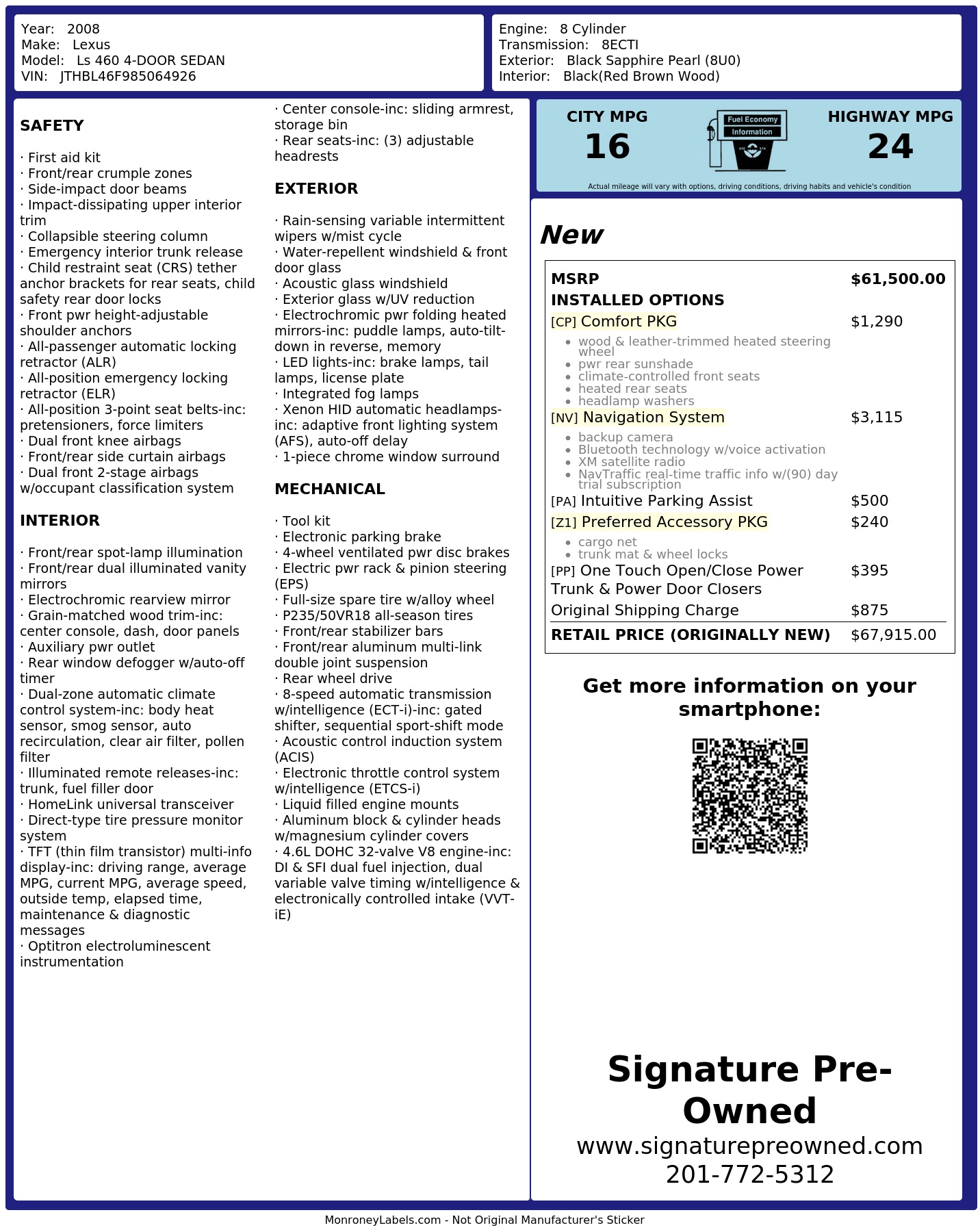 Monroney Label