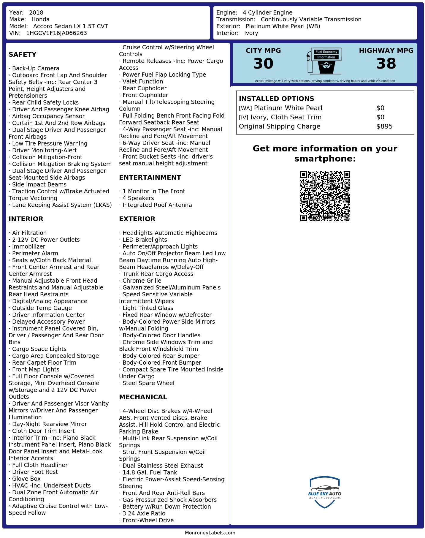 Monroney Label
