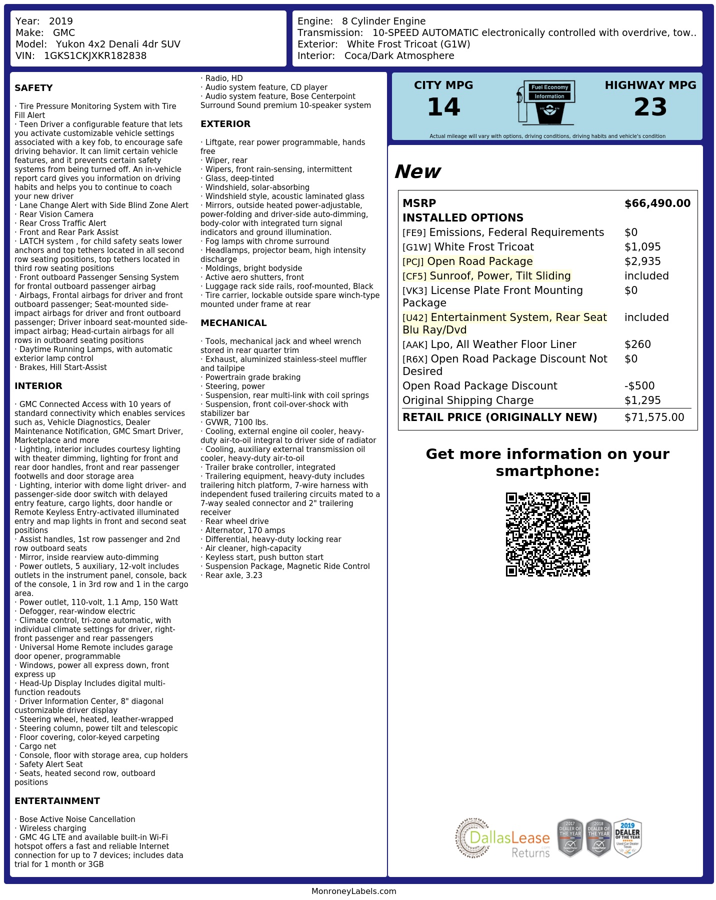 Monroney Label