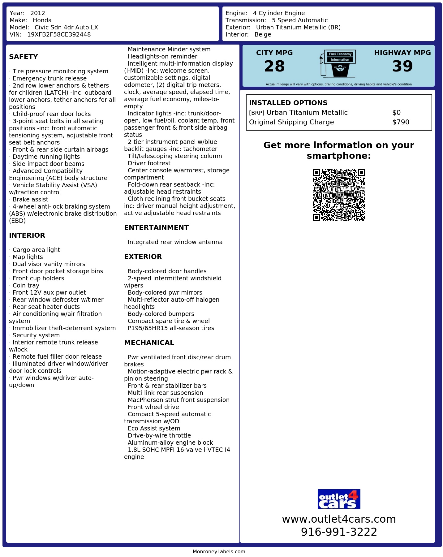 Monroney Label