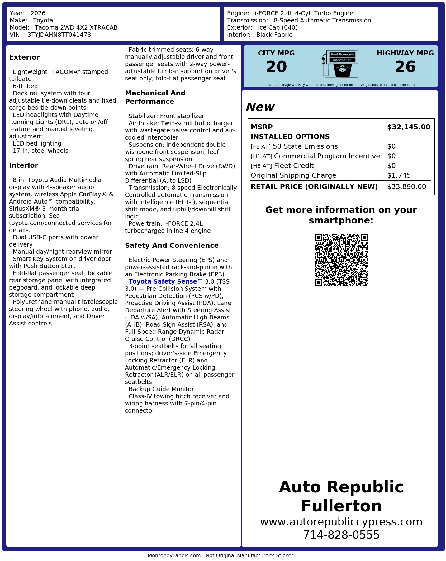 Monroney Label