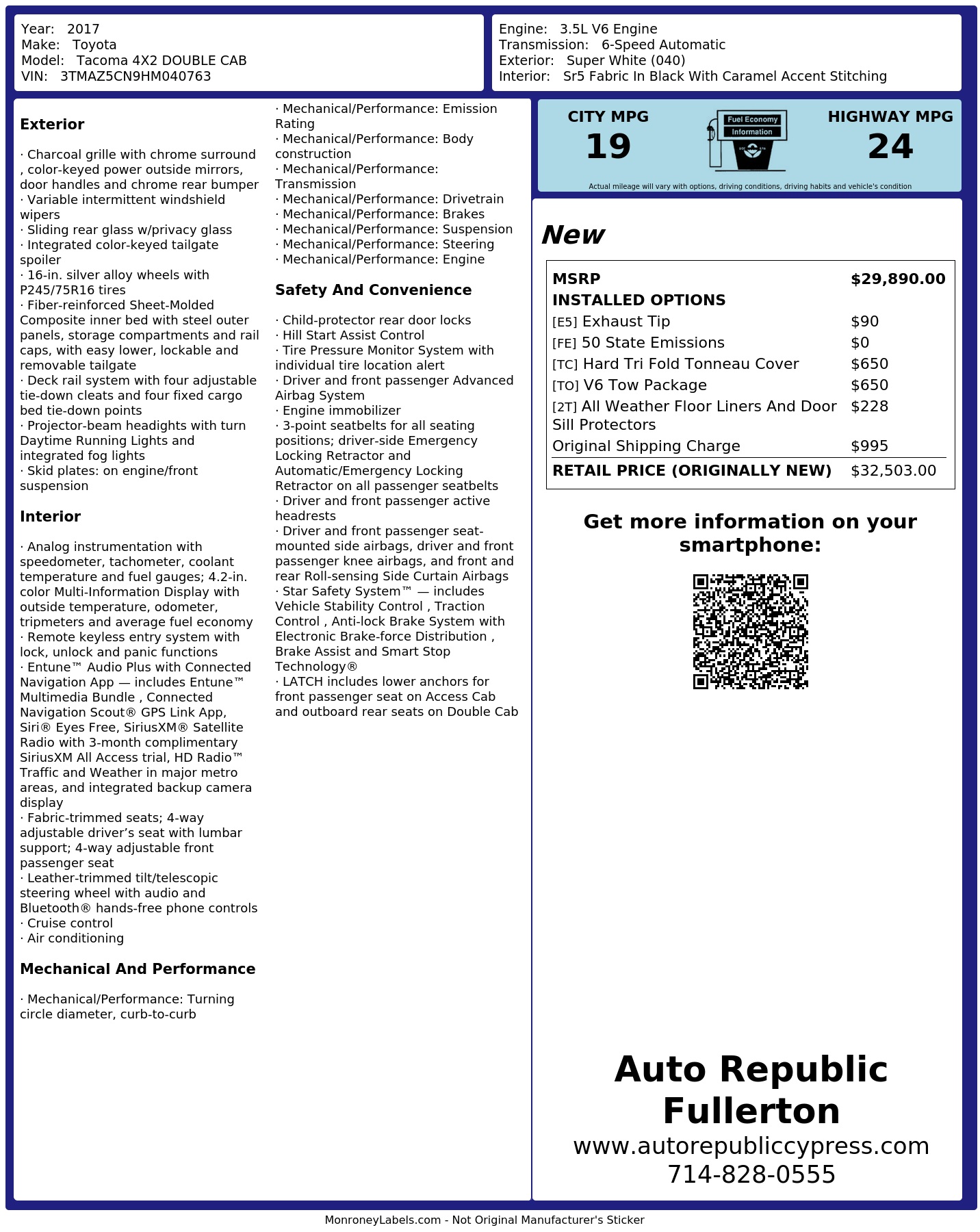 Monroney Label