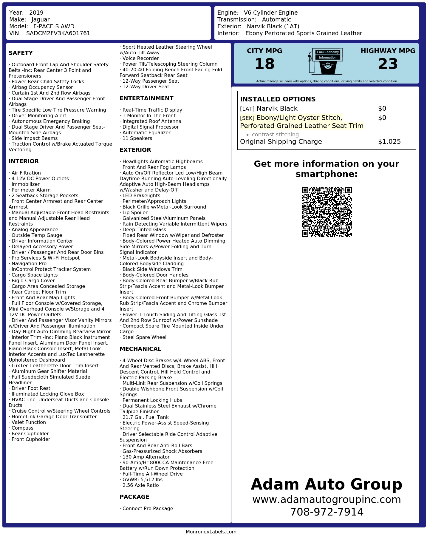 Monroney Label