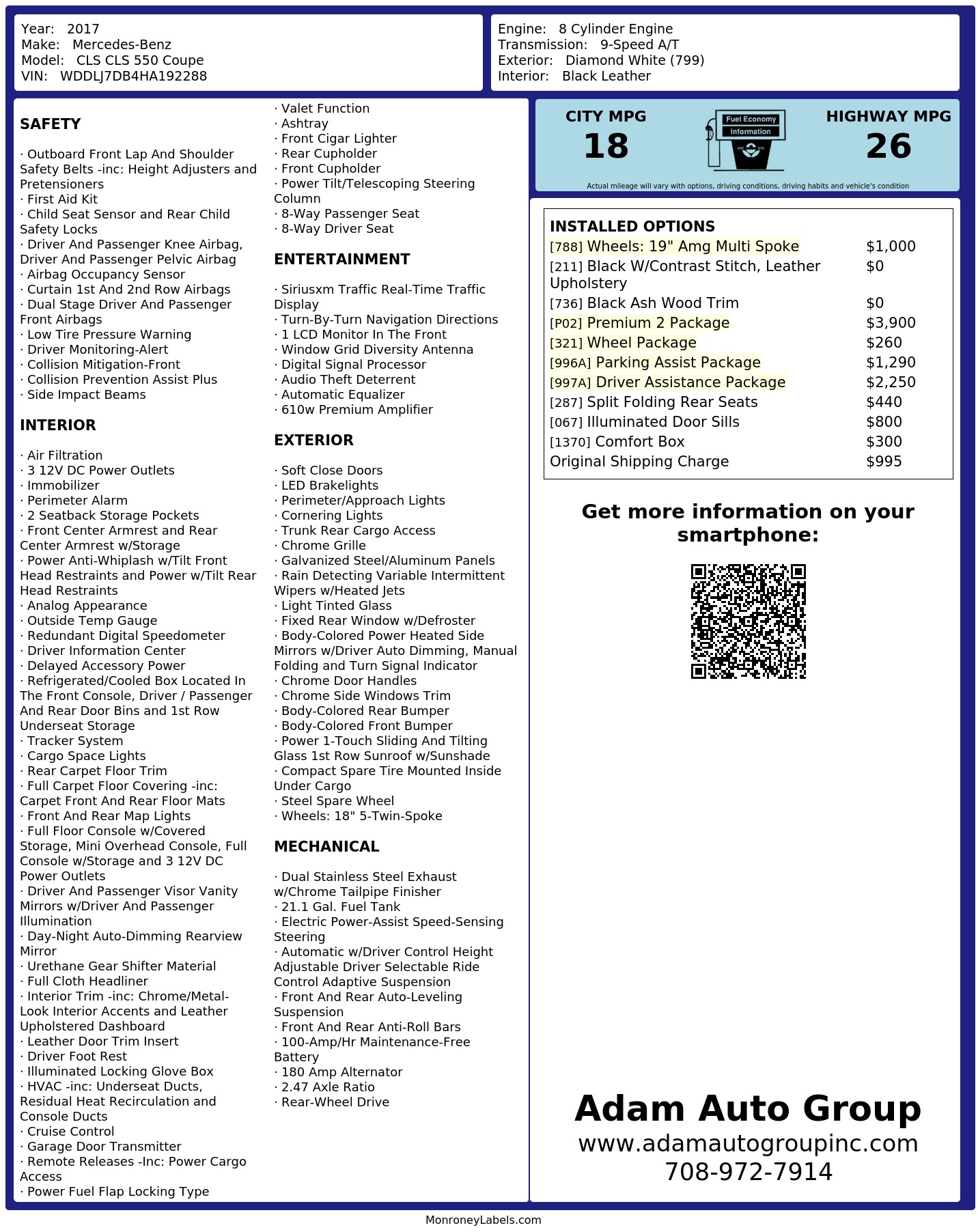 Monroney Label