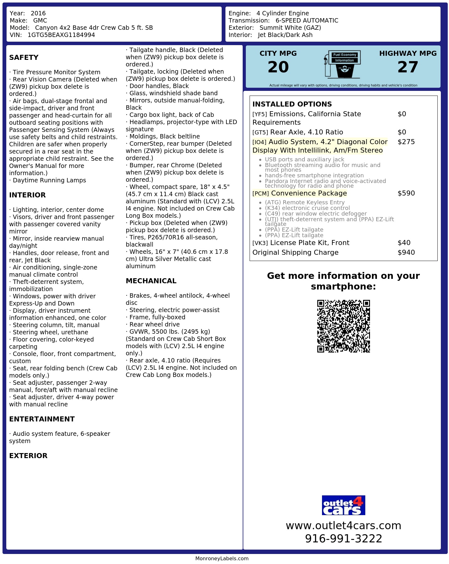 Monroney Label