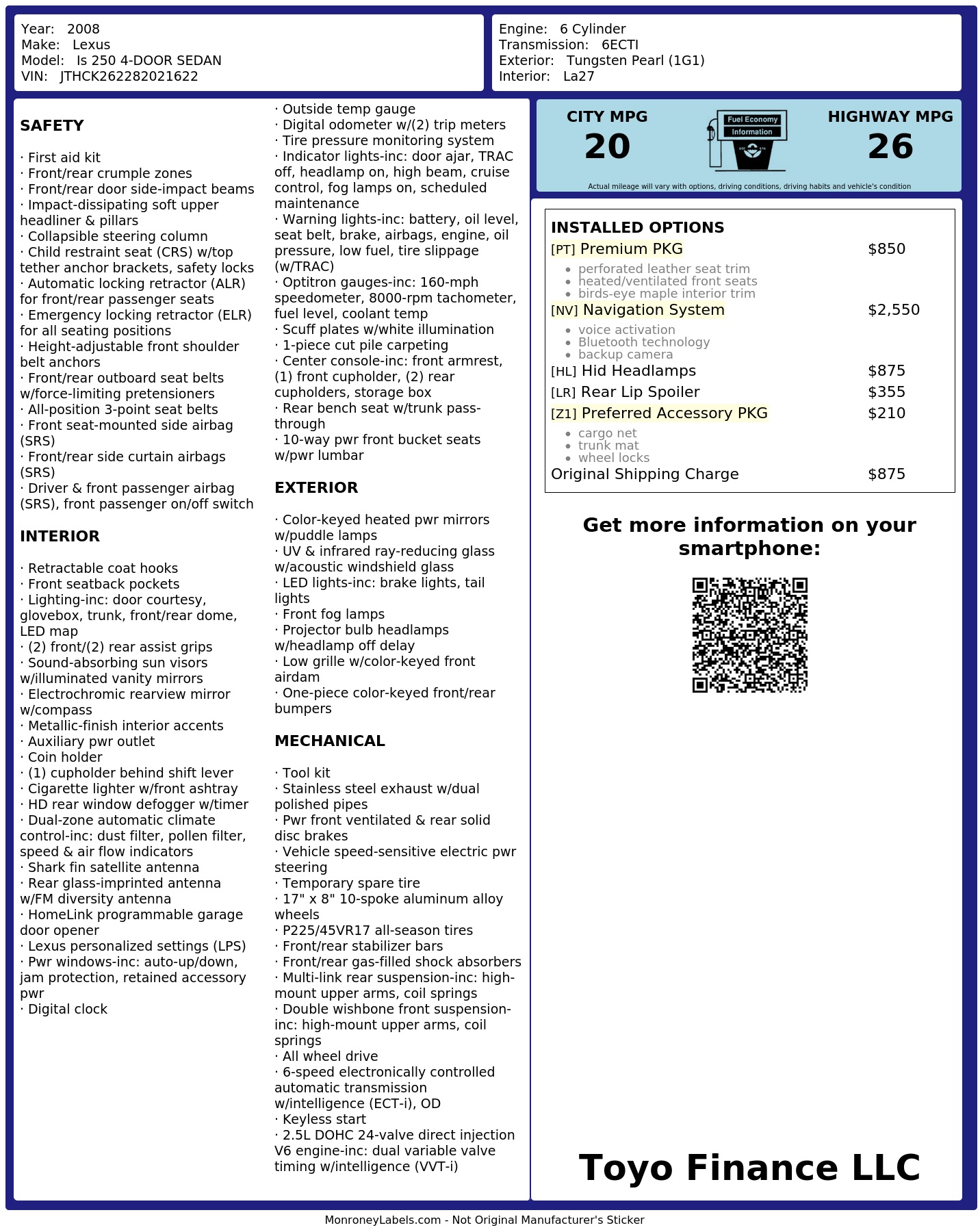 Monroney Label