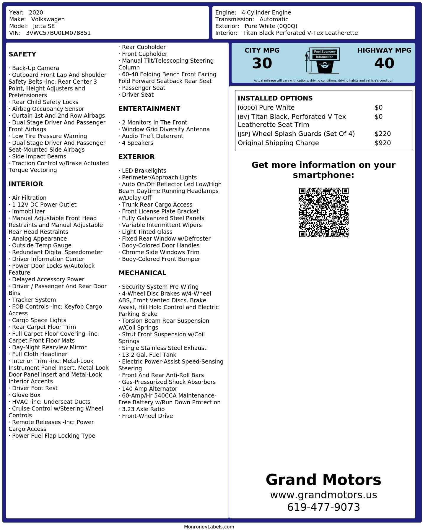Monroney Label