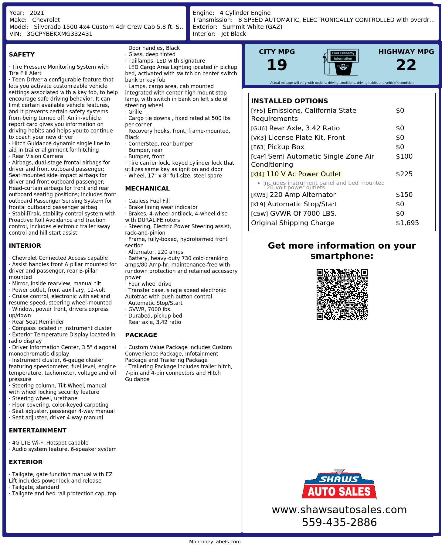 Monroney Label