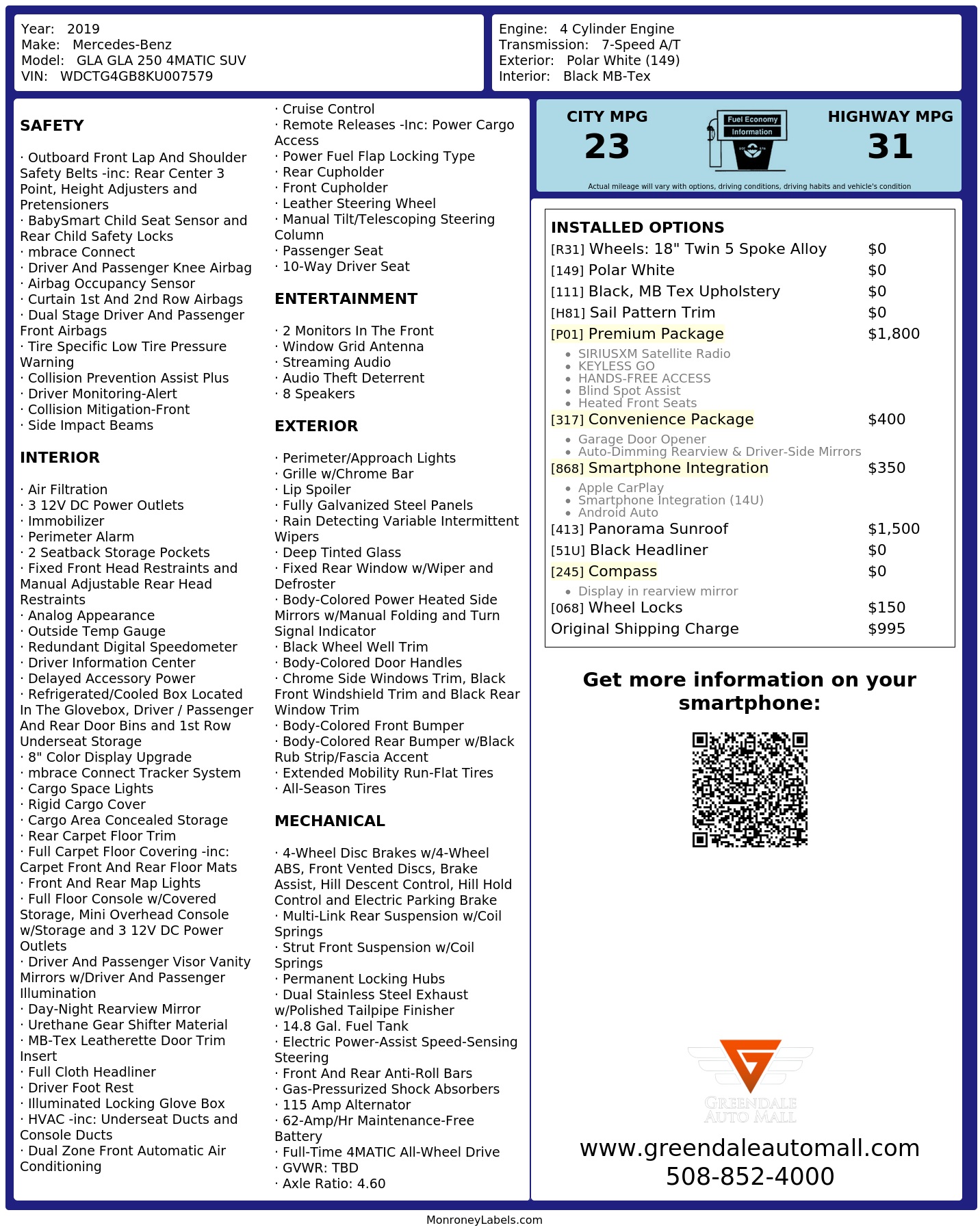 Monroney Label