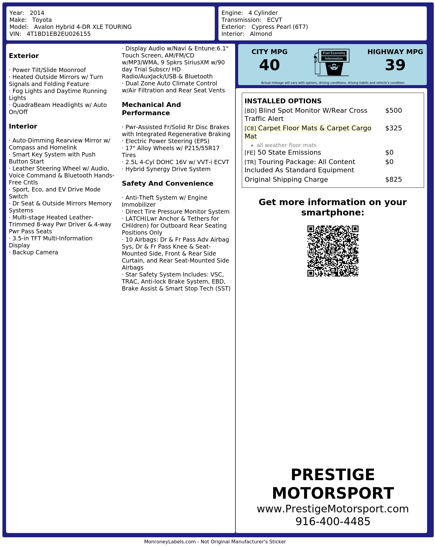 Monroney Label