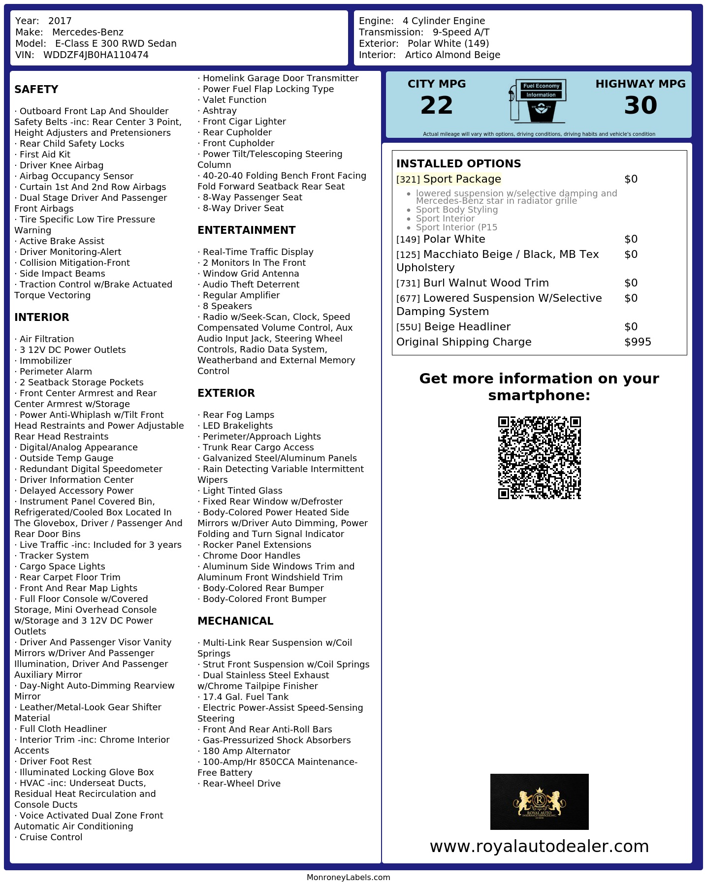 Monroney Label