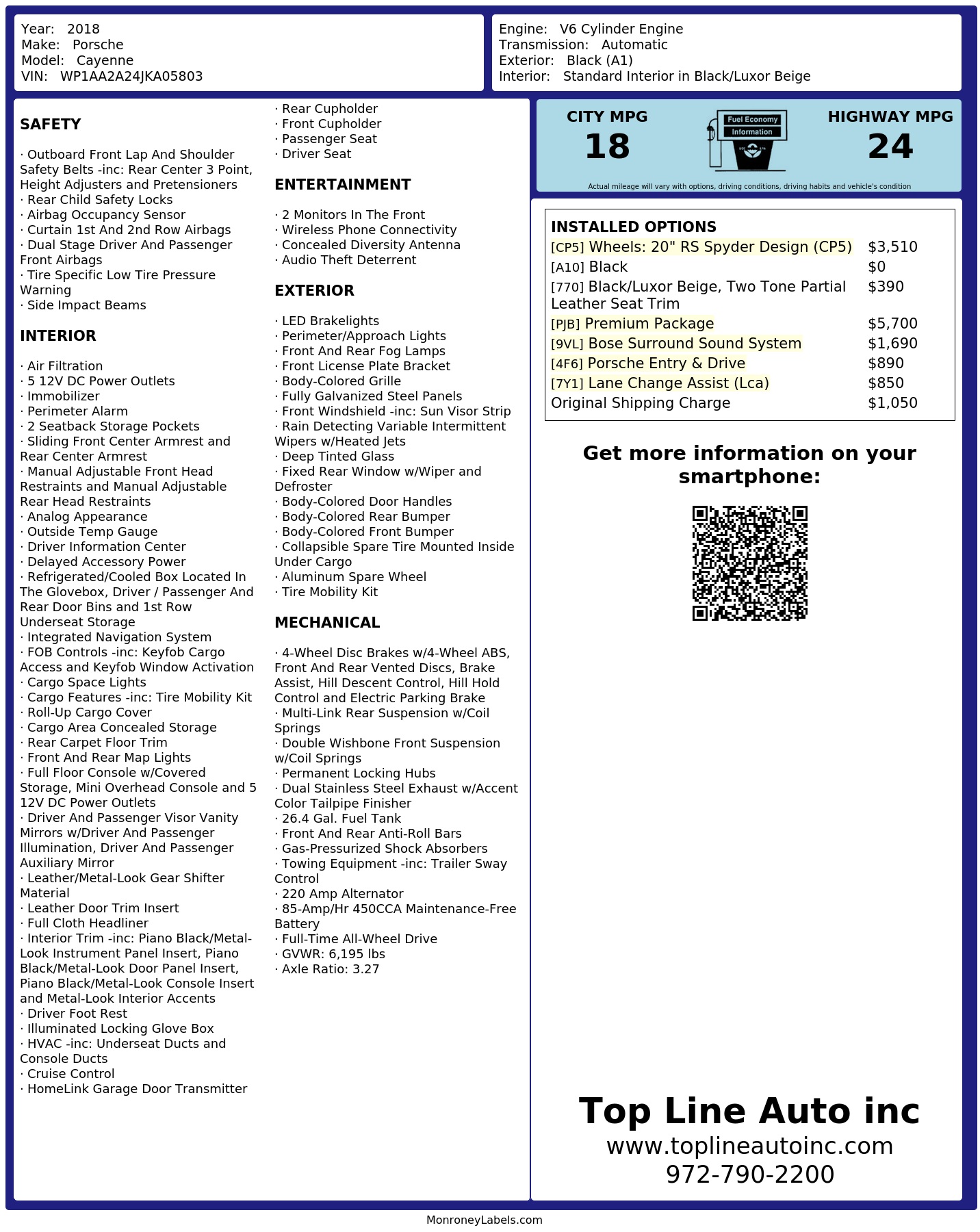 Monroney Label