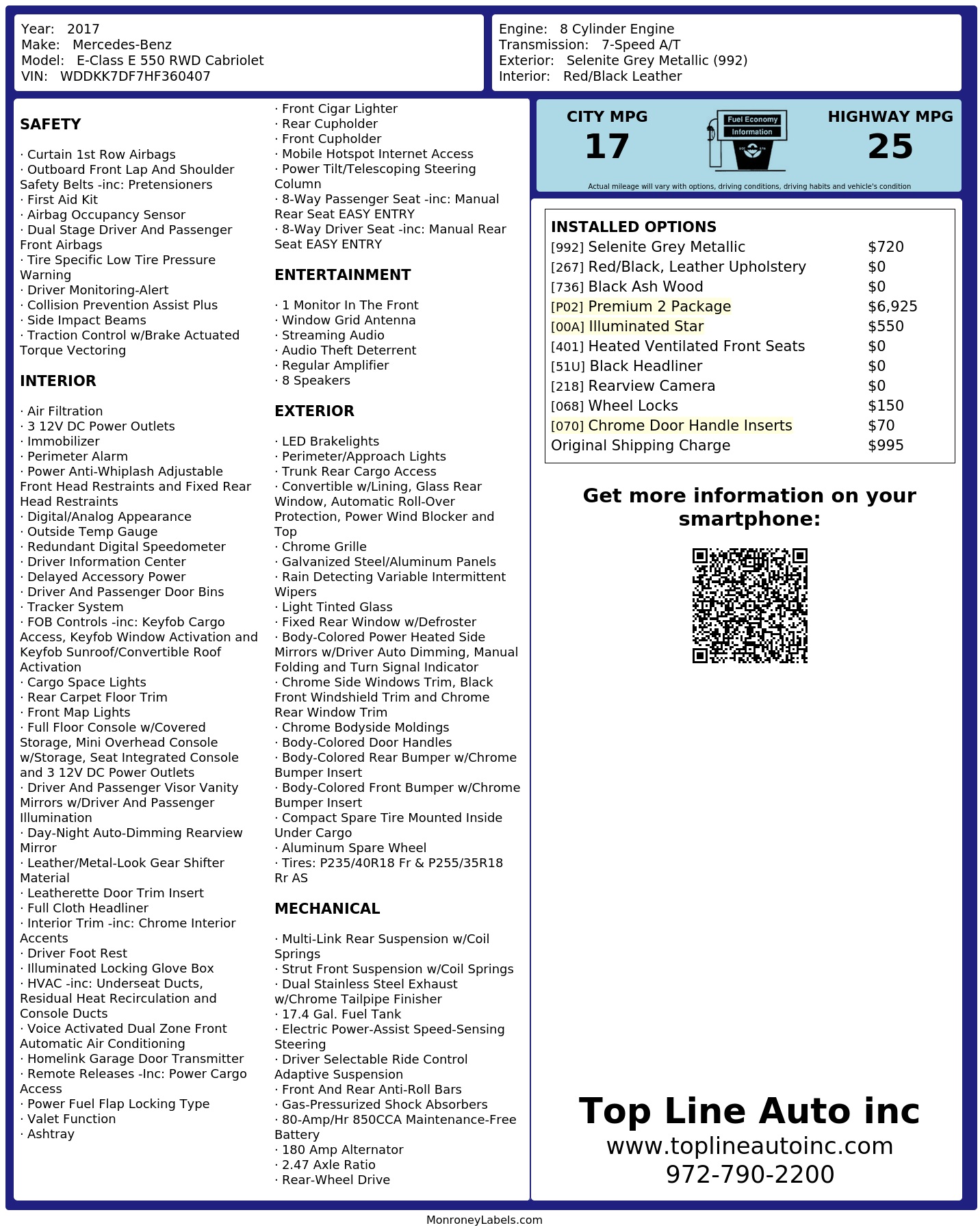 Monroney Label