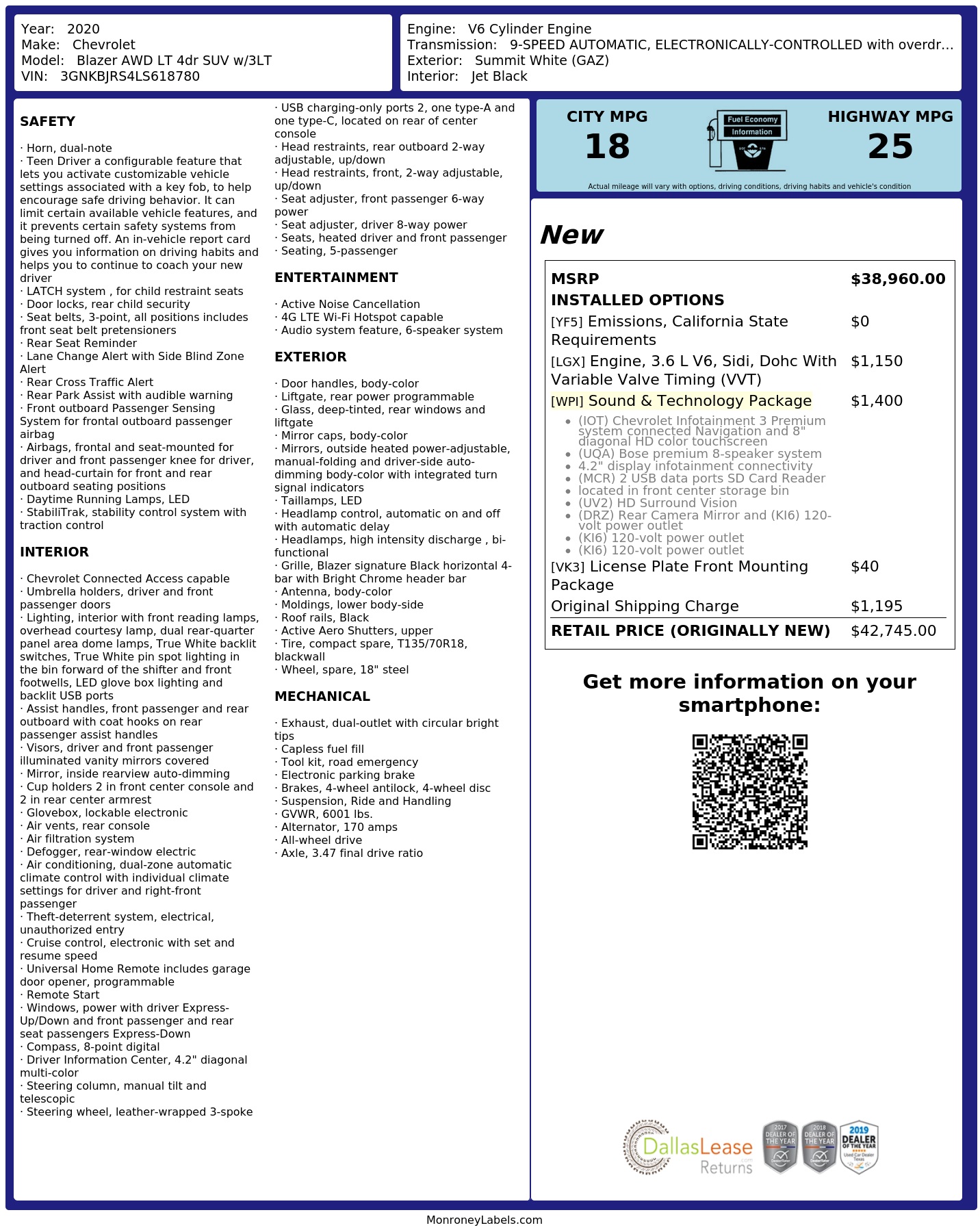 Monroney Label