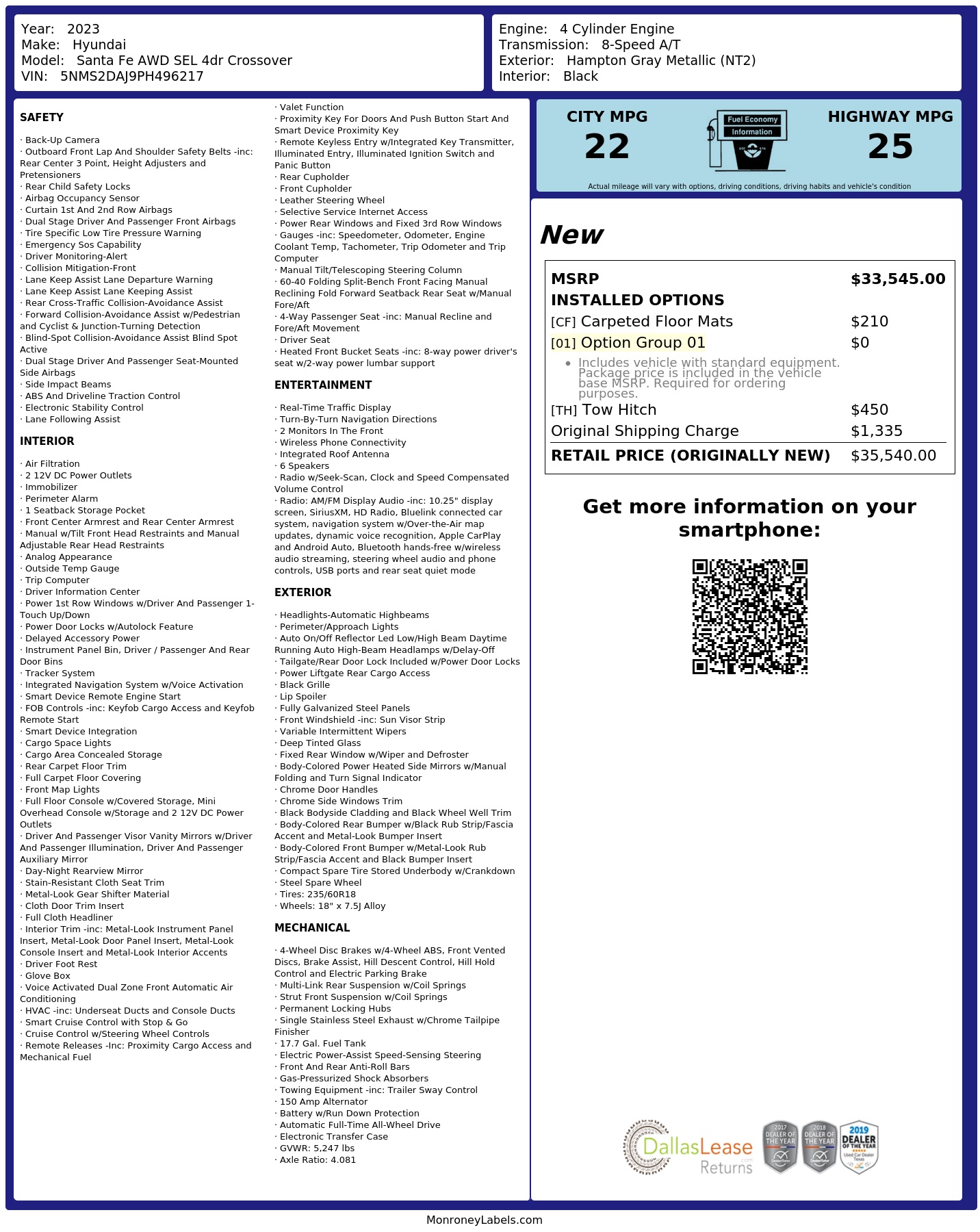 Monroney Label