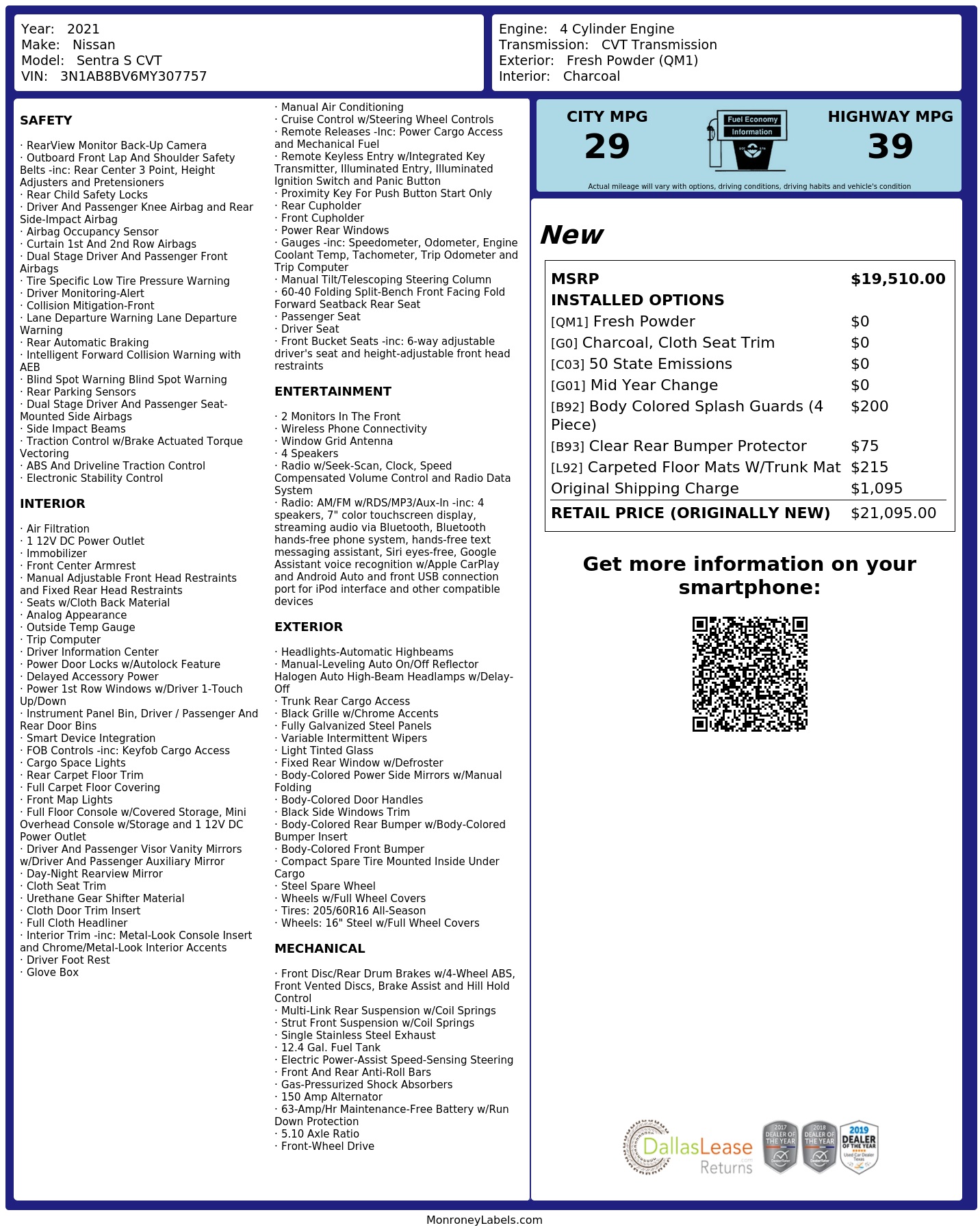 Monroney Label