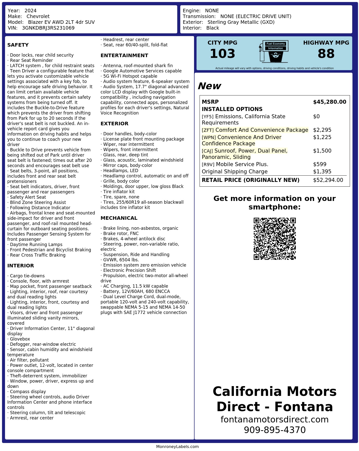Monroney Label
