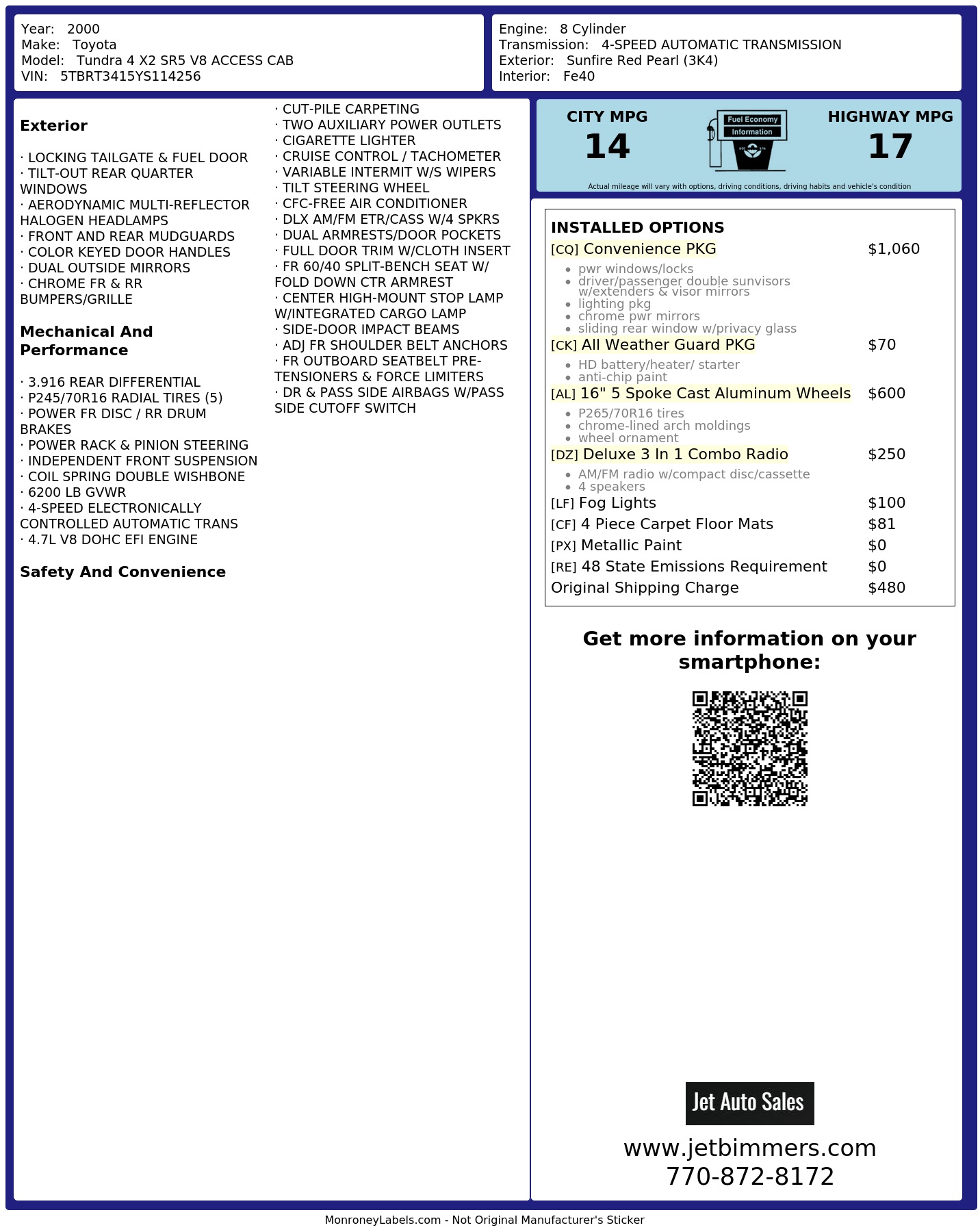 Monroney Label