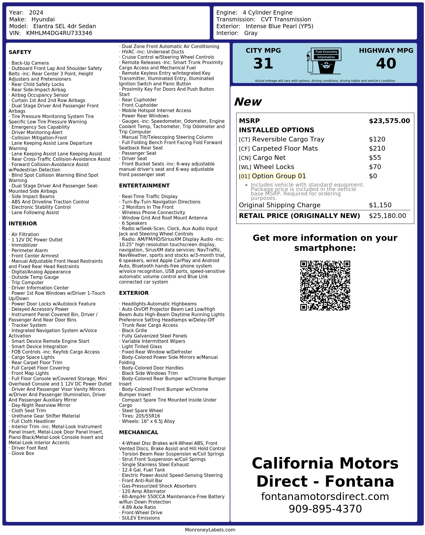 Monroney Label