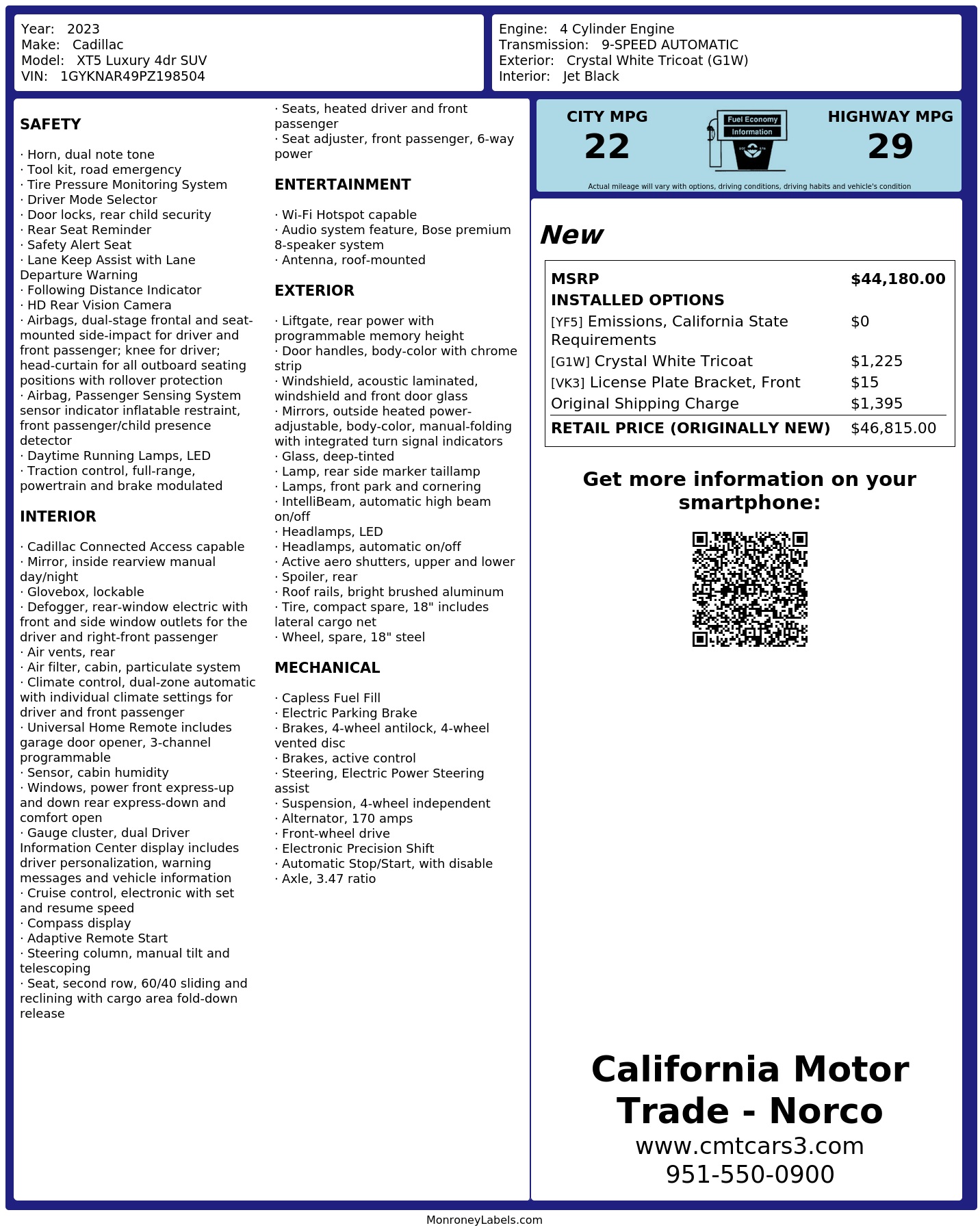Monroney Label