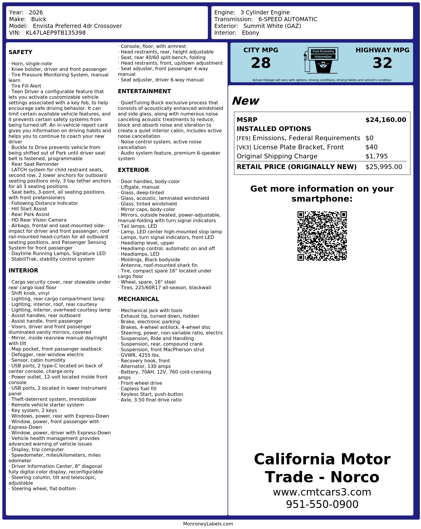 Monroney Label