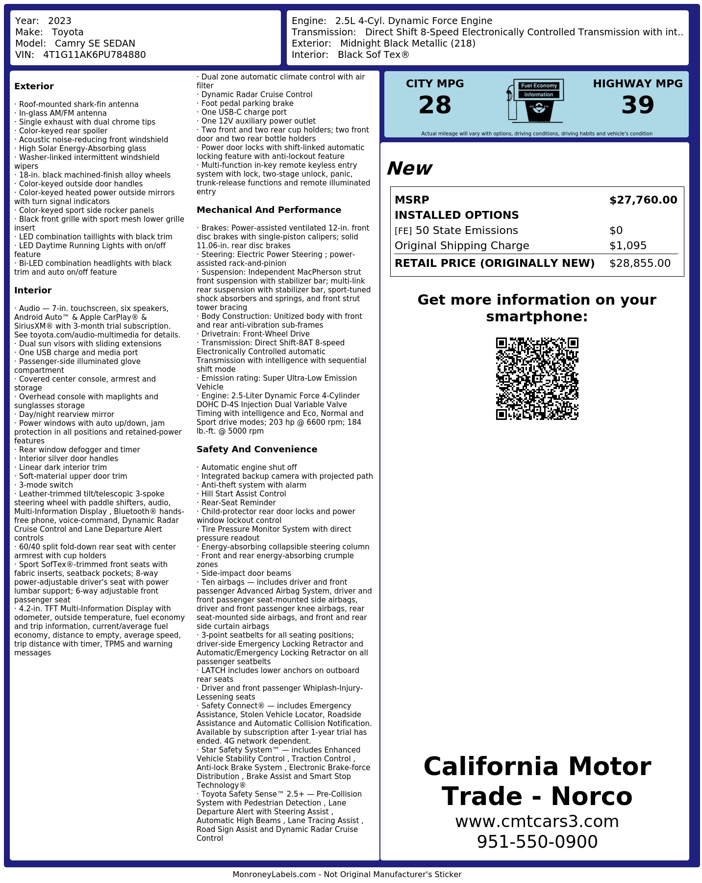 Monroney Label