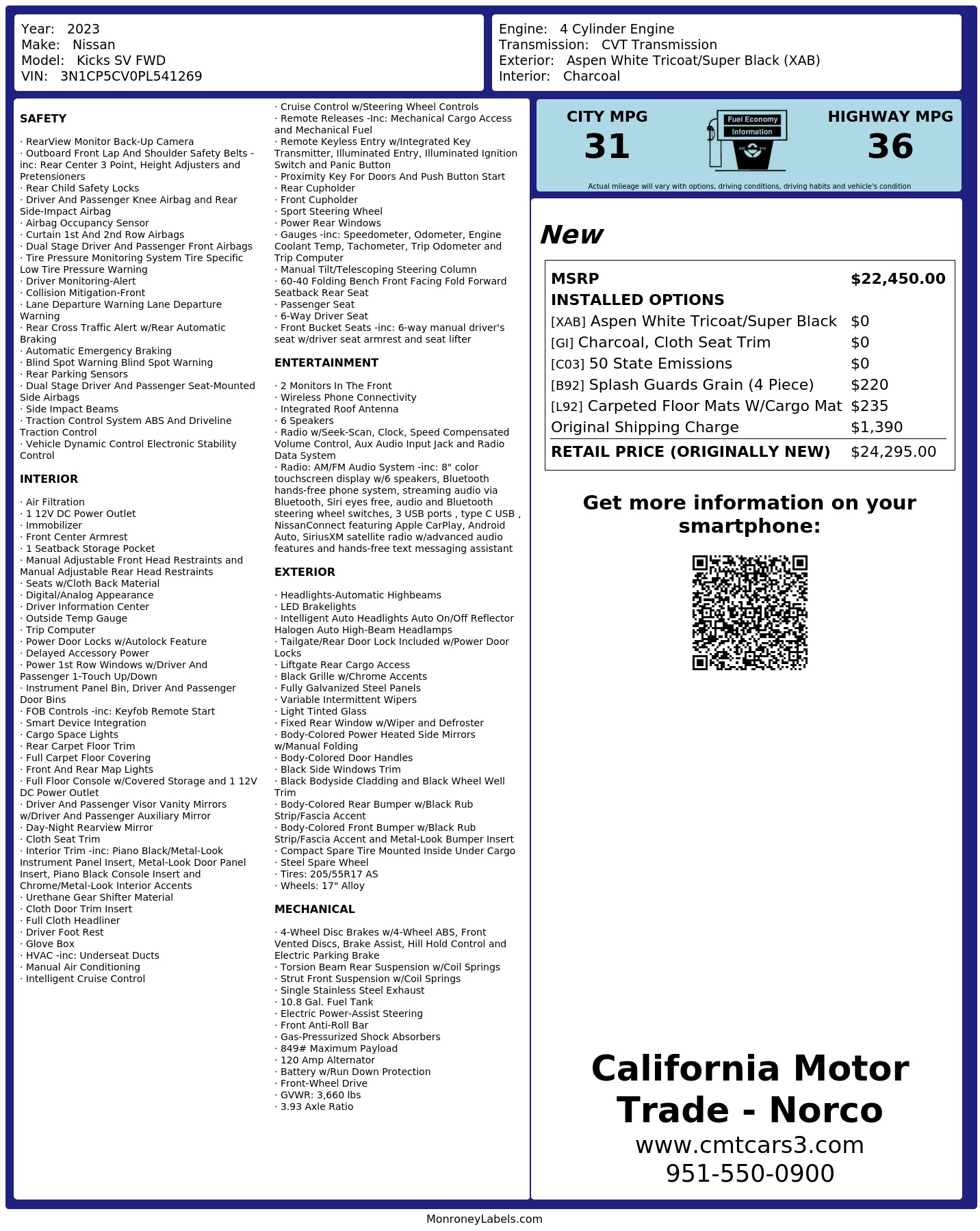 Monroney Label