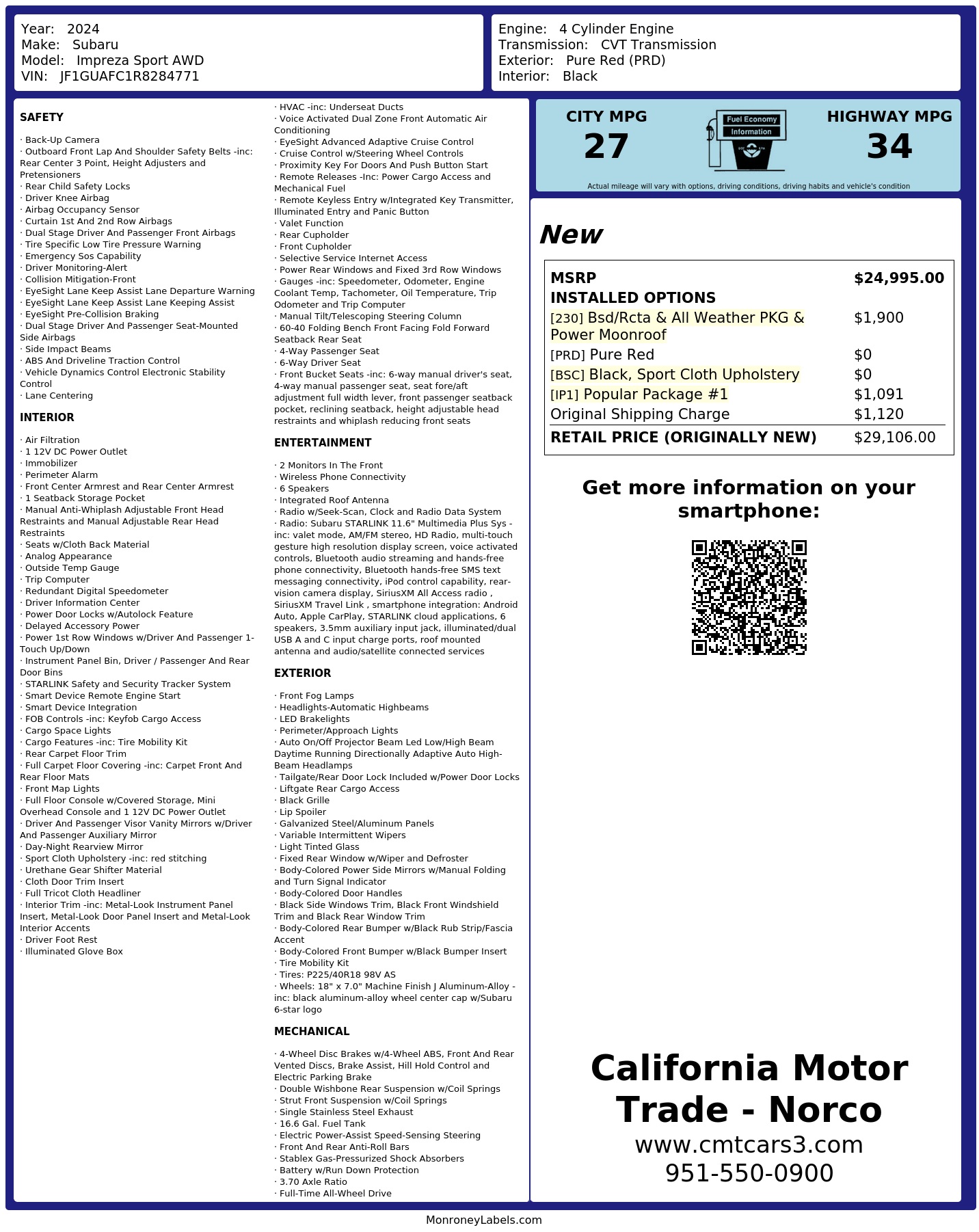 Monroney Label