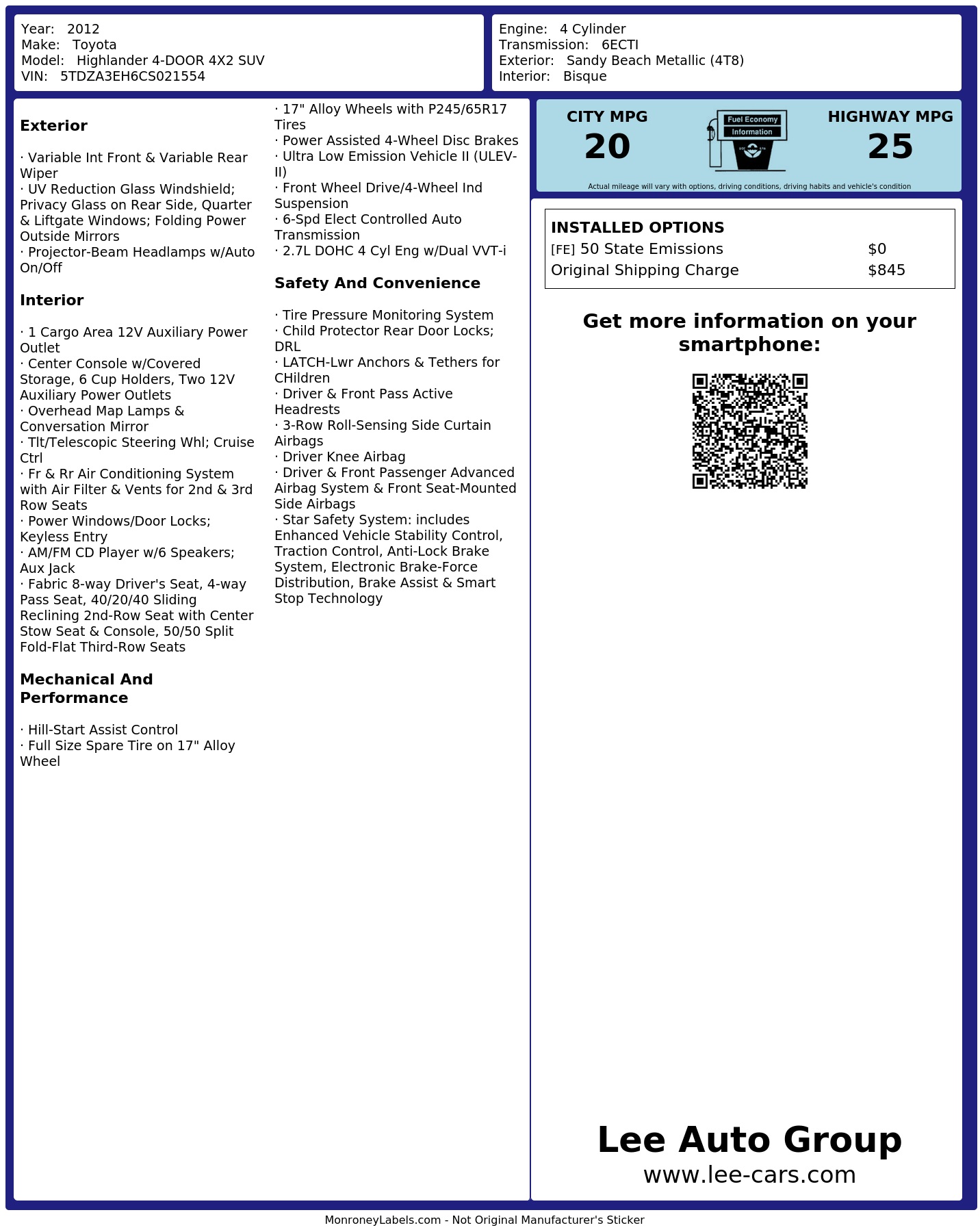 Monroney Label