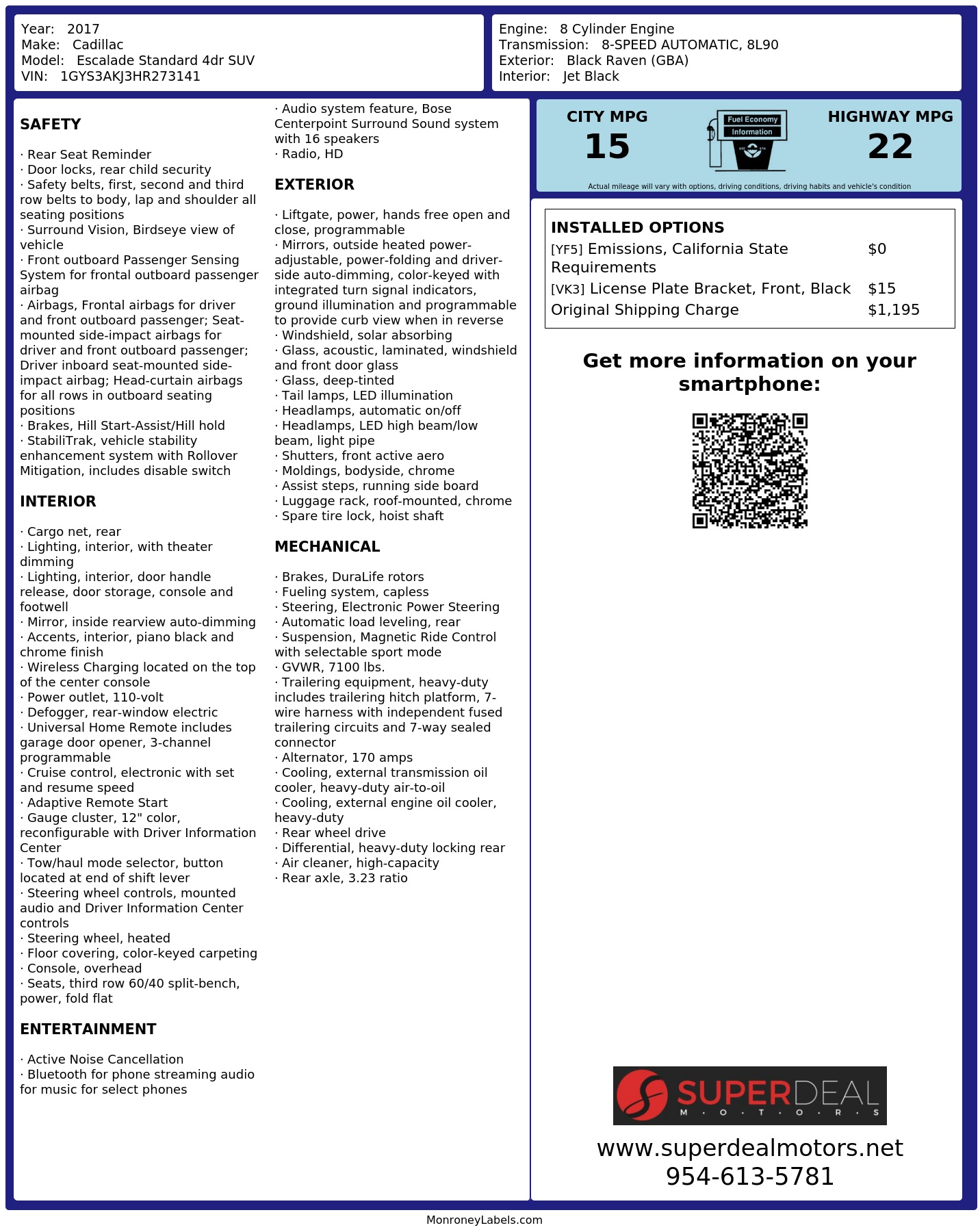 Monroney Label