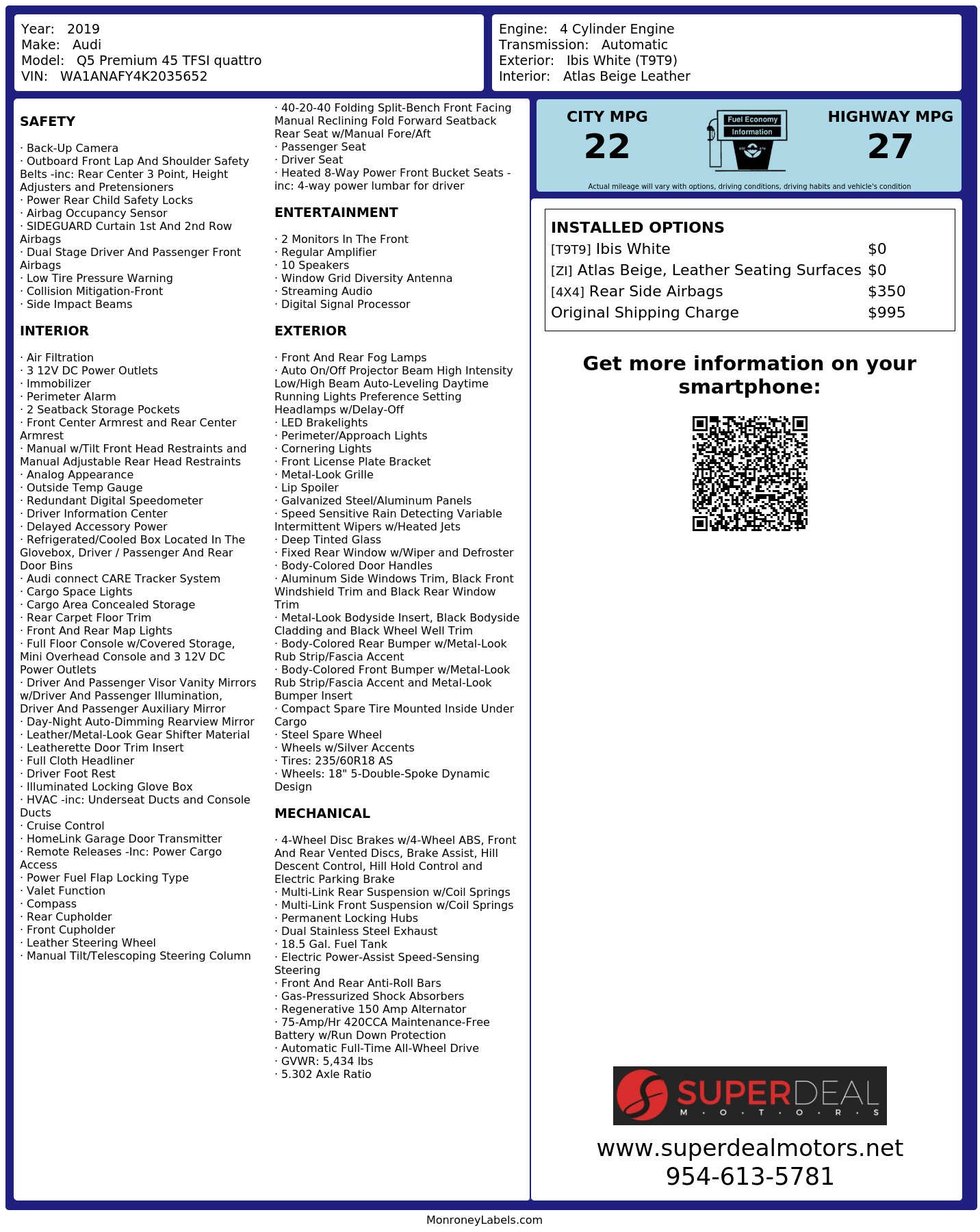 Monroney Label