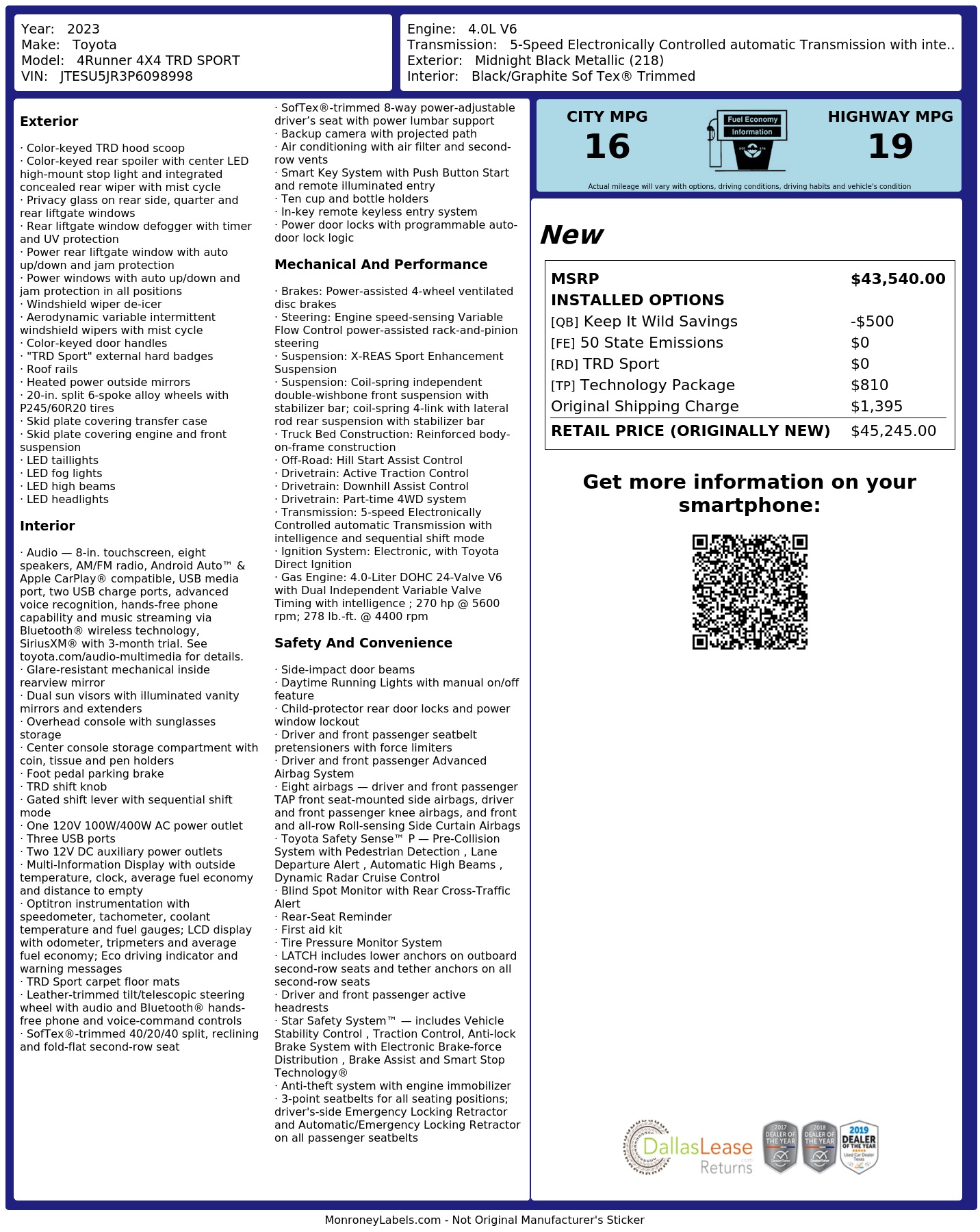 Monroney Label