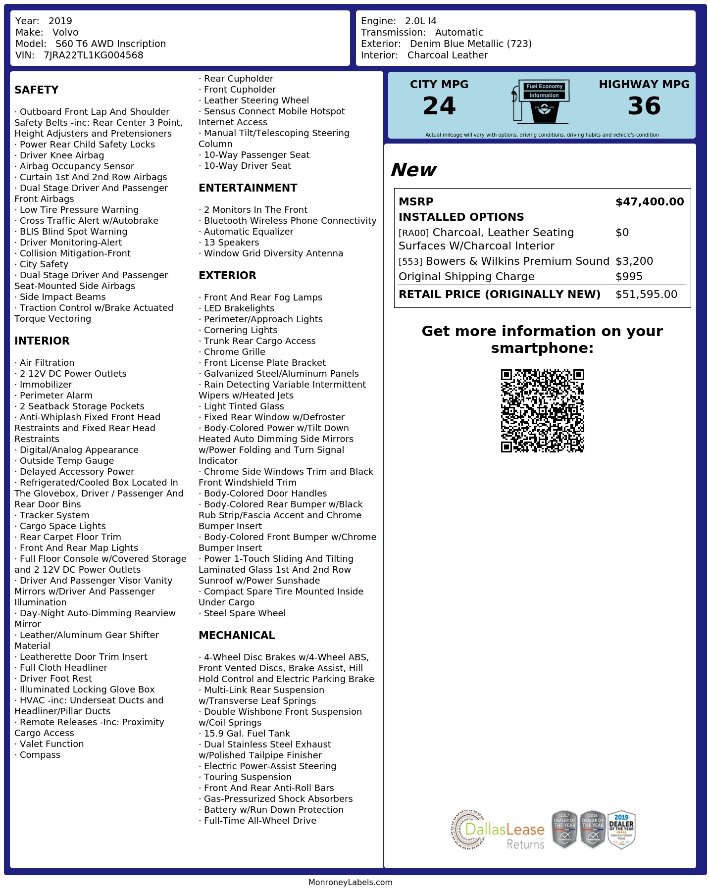 Monroney Label
