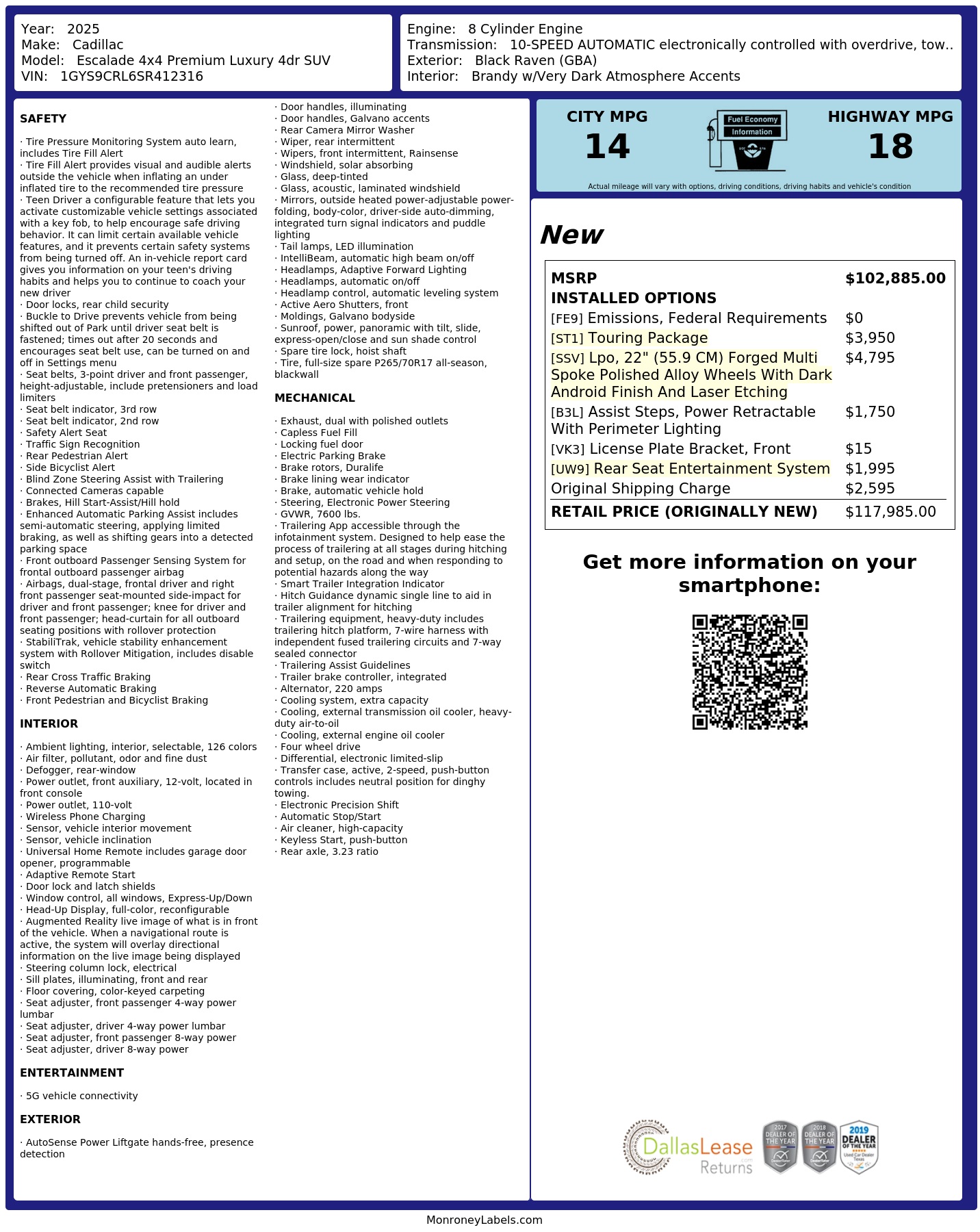 Monroney Label