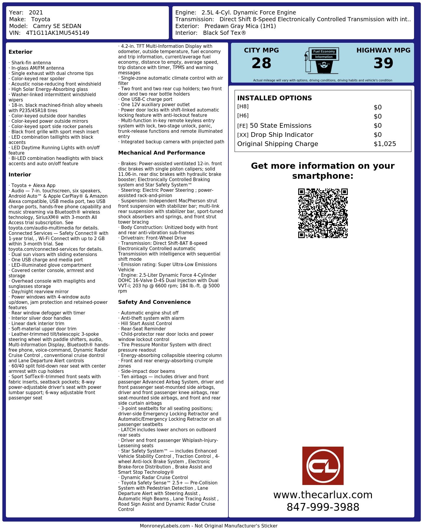 Monroney Label