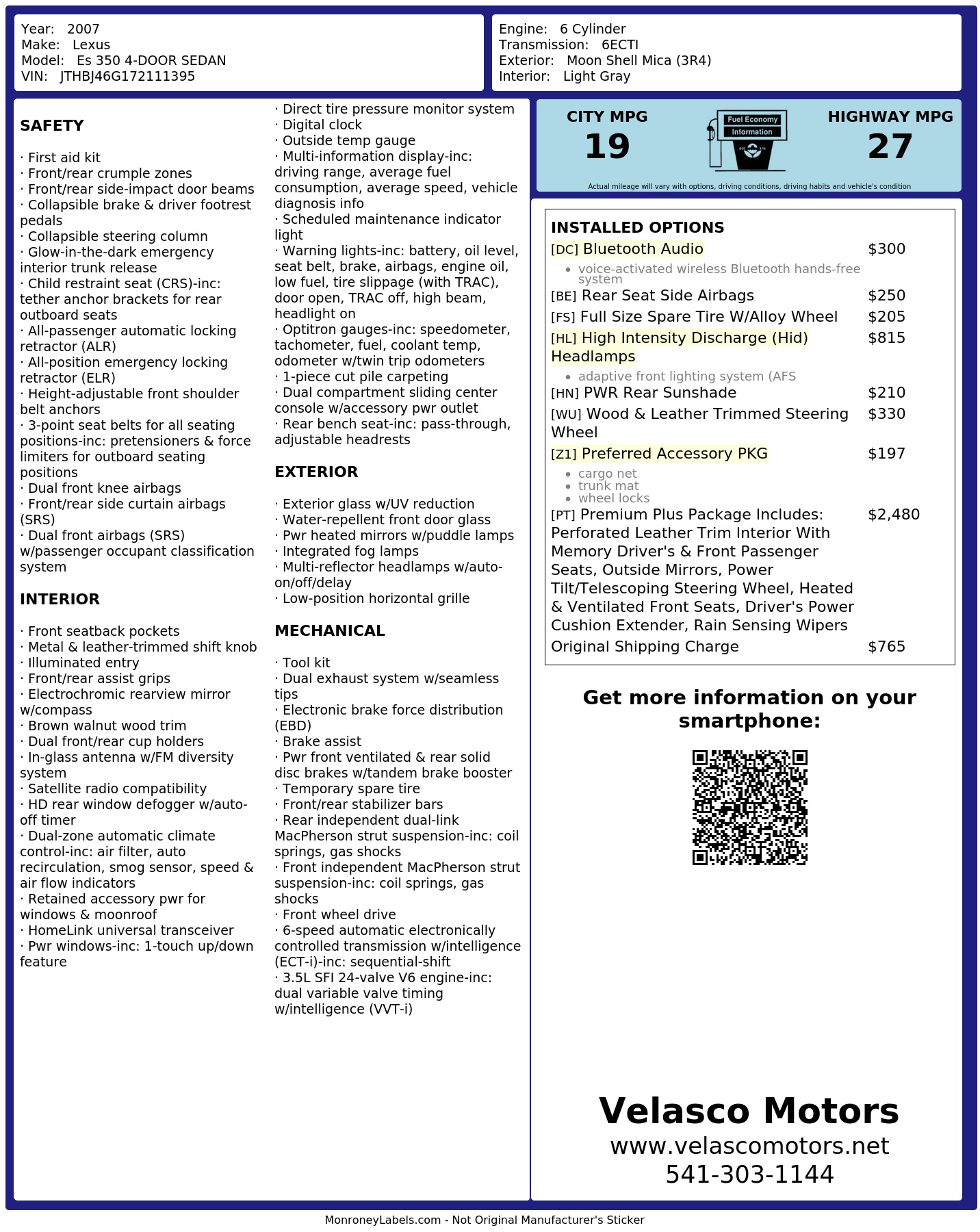 Monroney Label