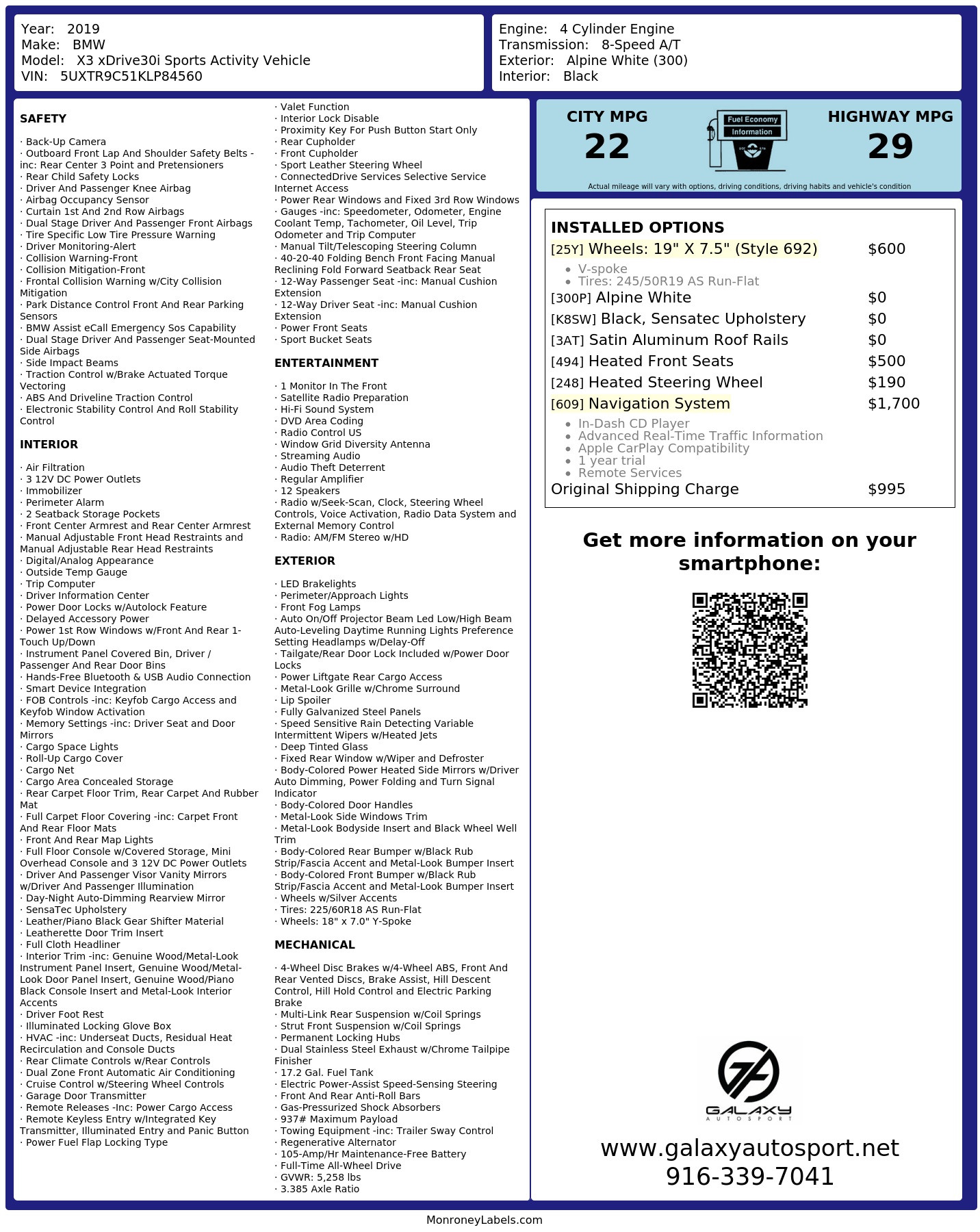 Monroney Label
