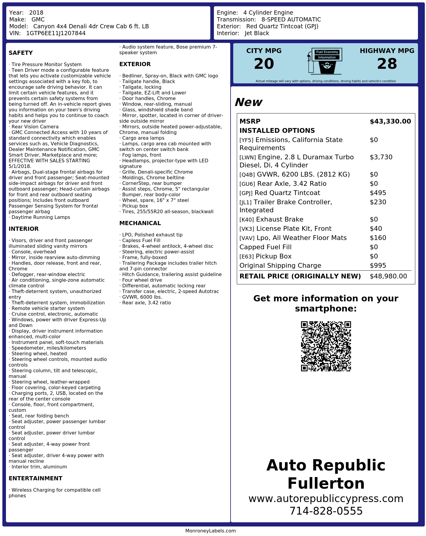 Monroney Label
