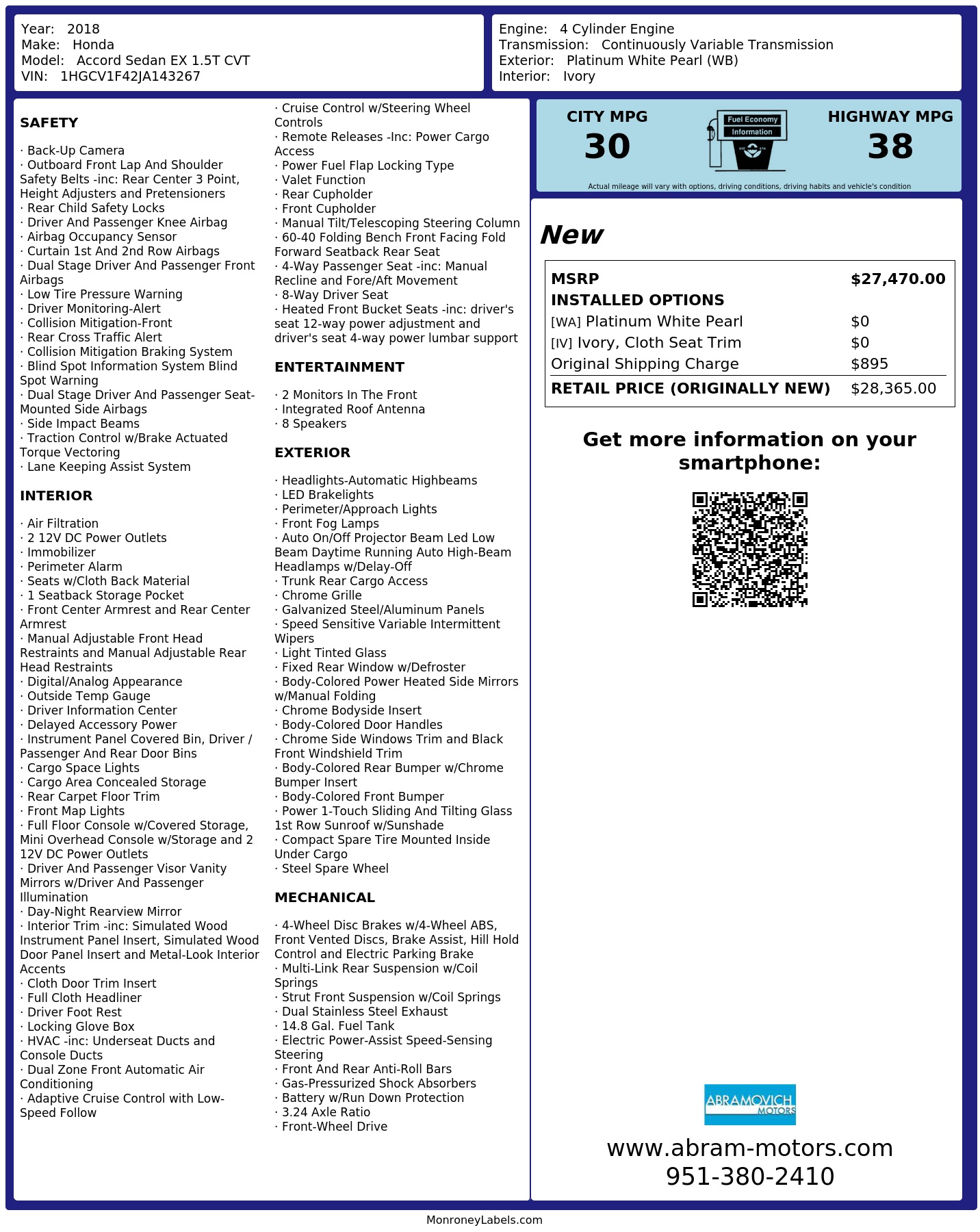 Monroney Label