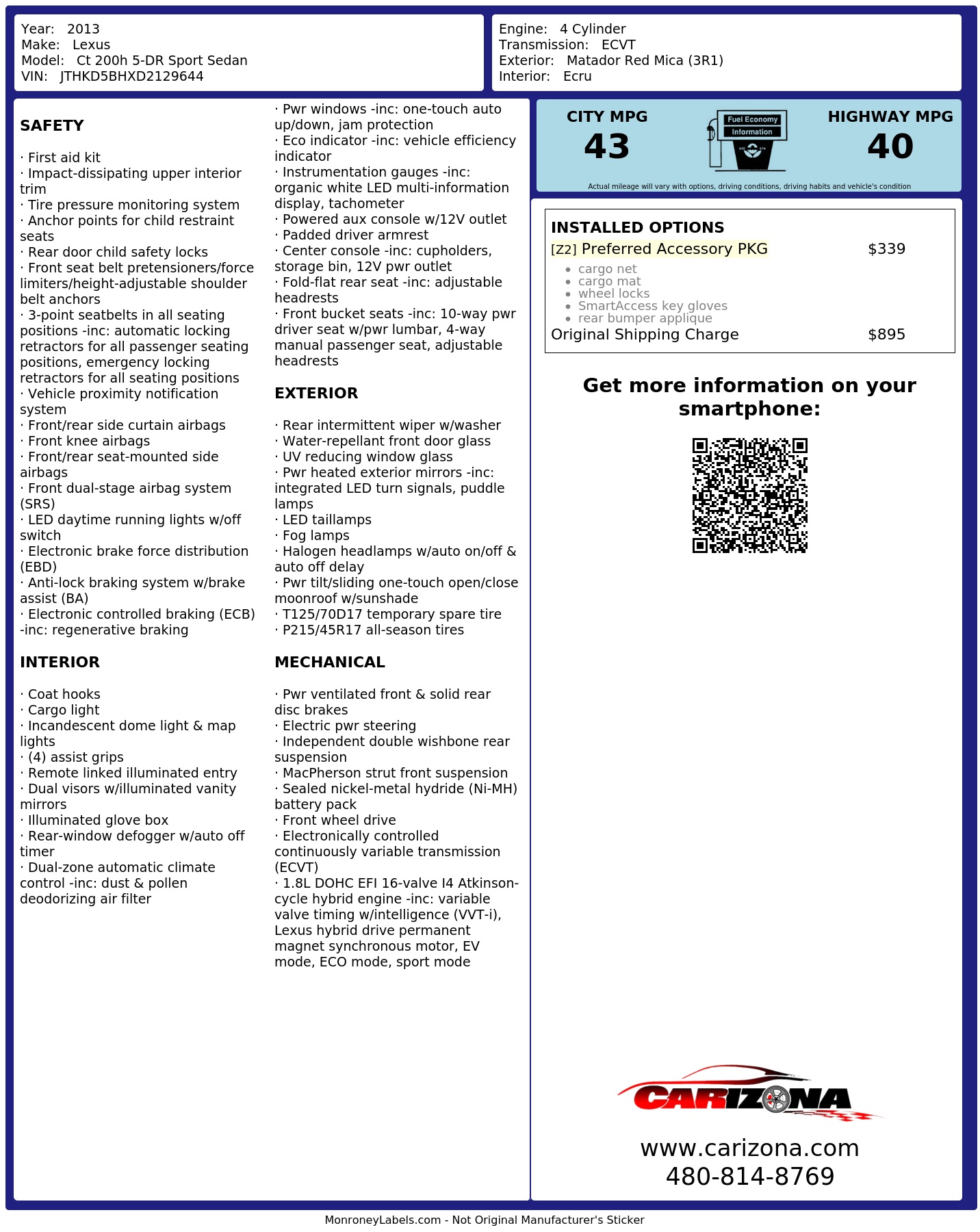 Monroney Label