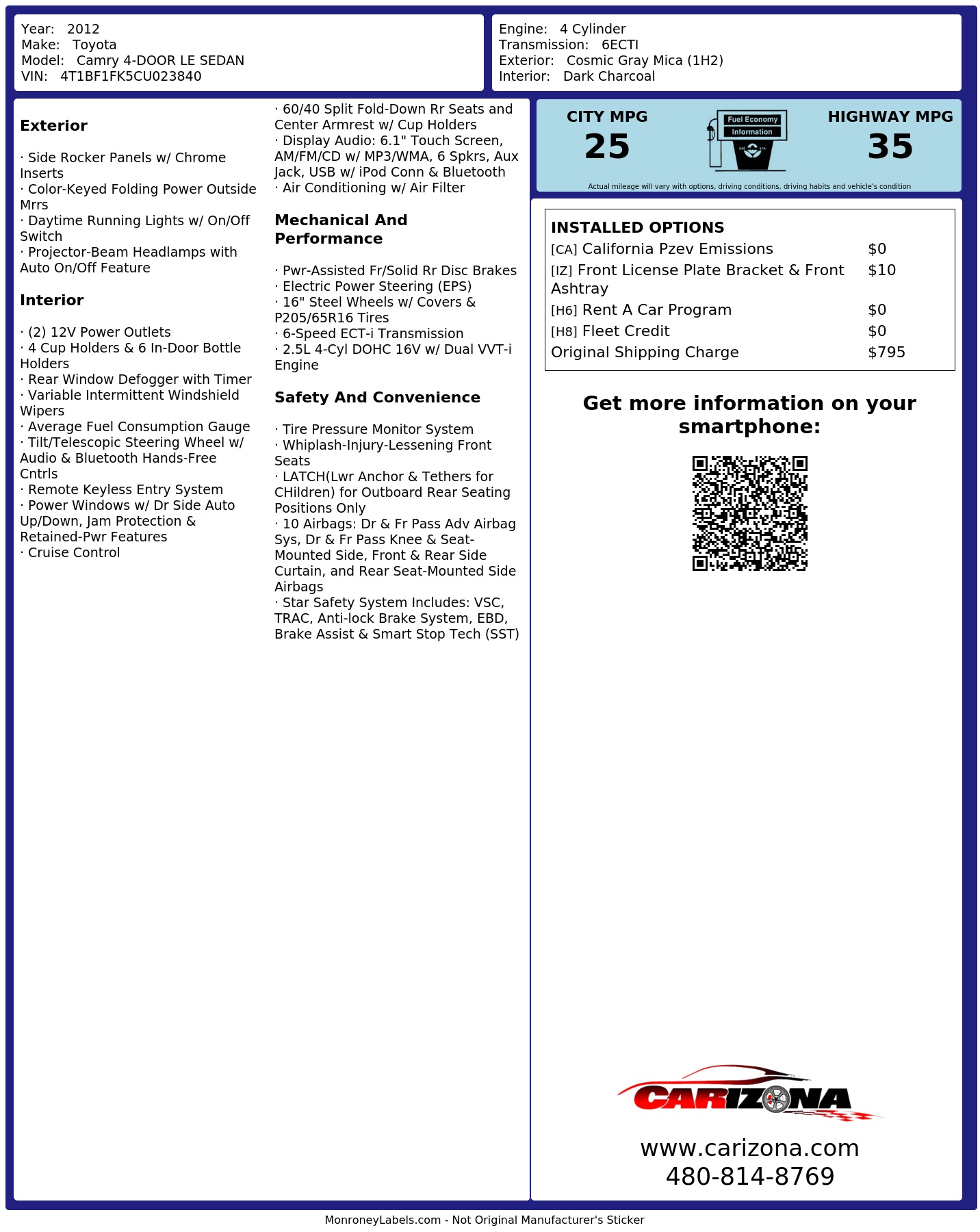 Monroney Label