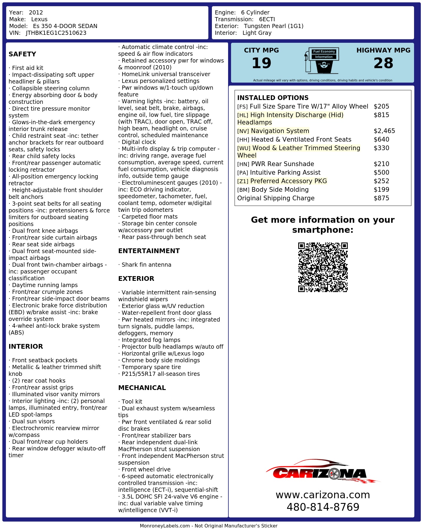 Monroney Label