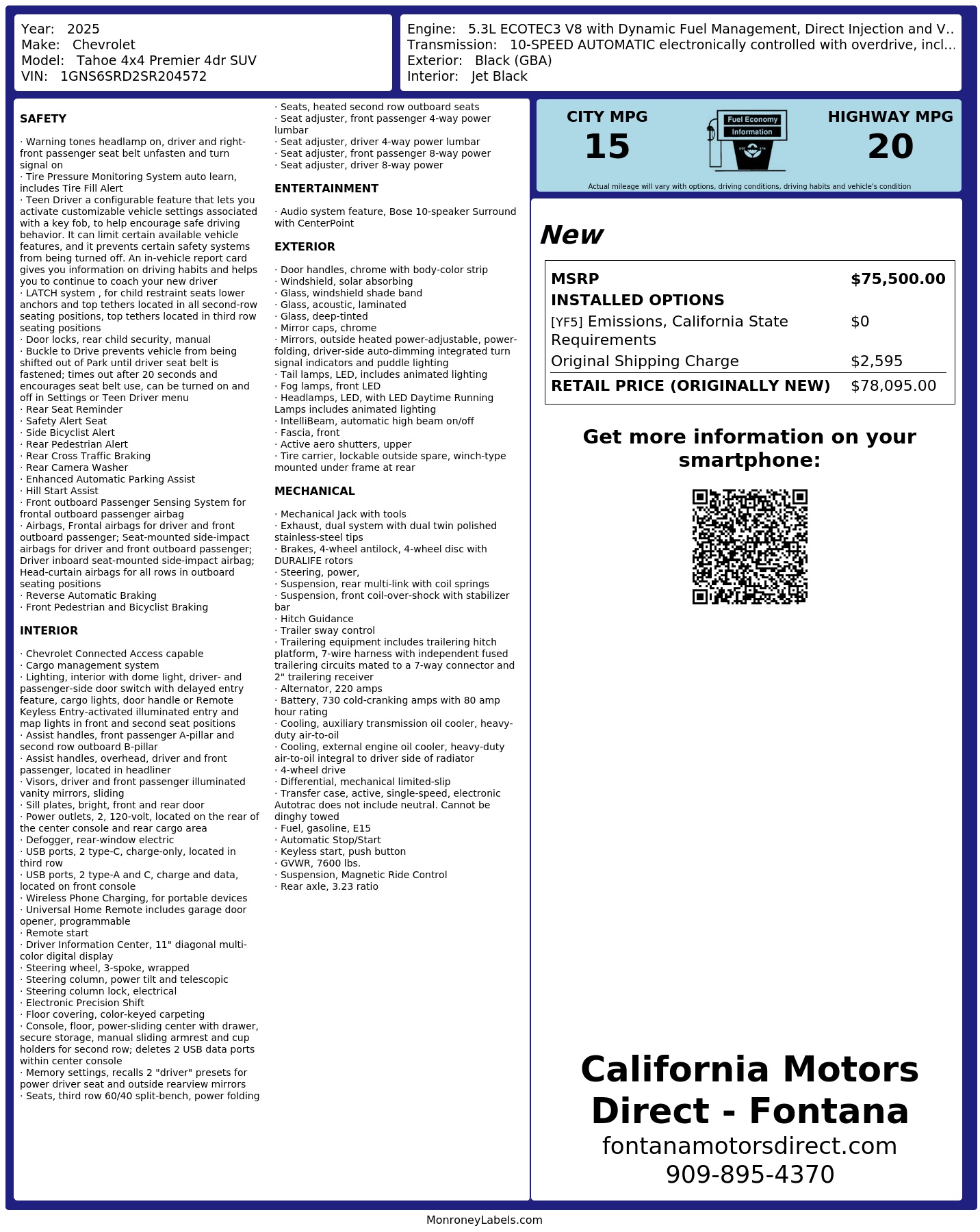 Monroney Label