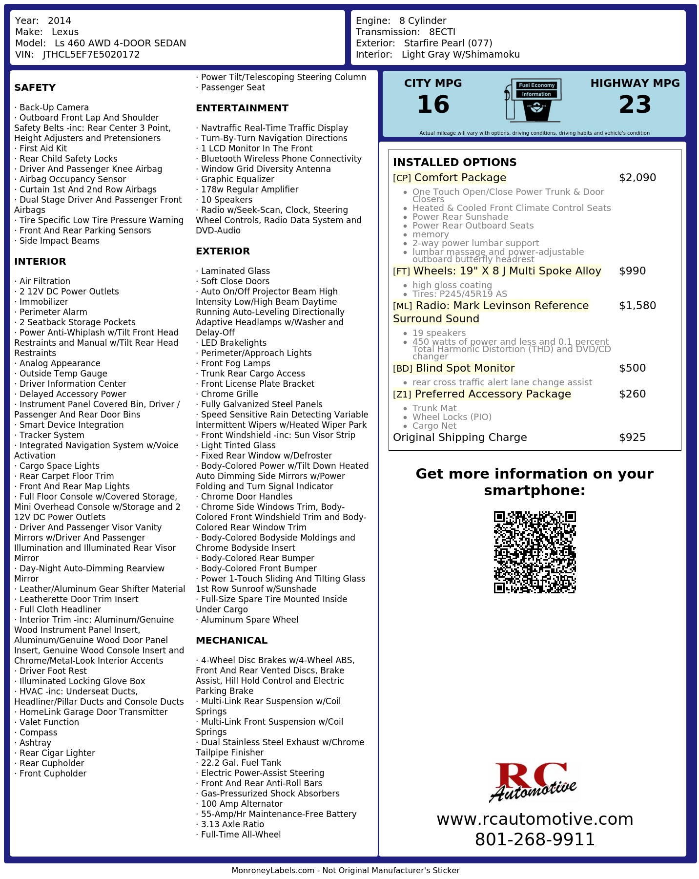 Monroney Label