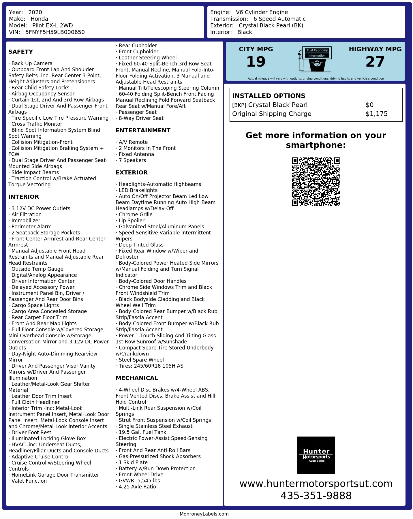 Monroney Label