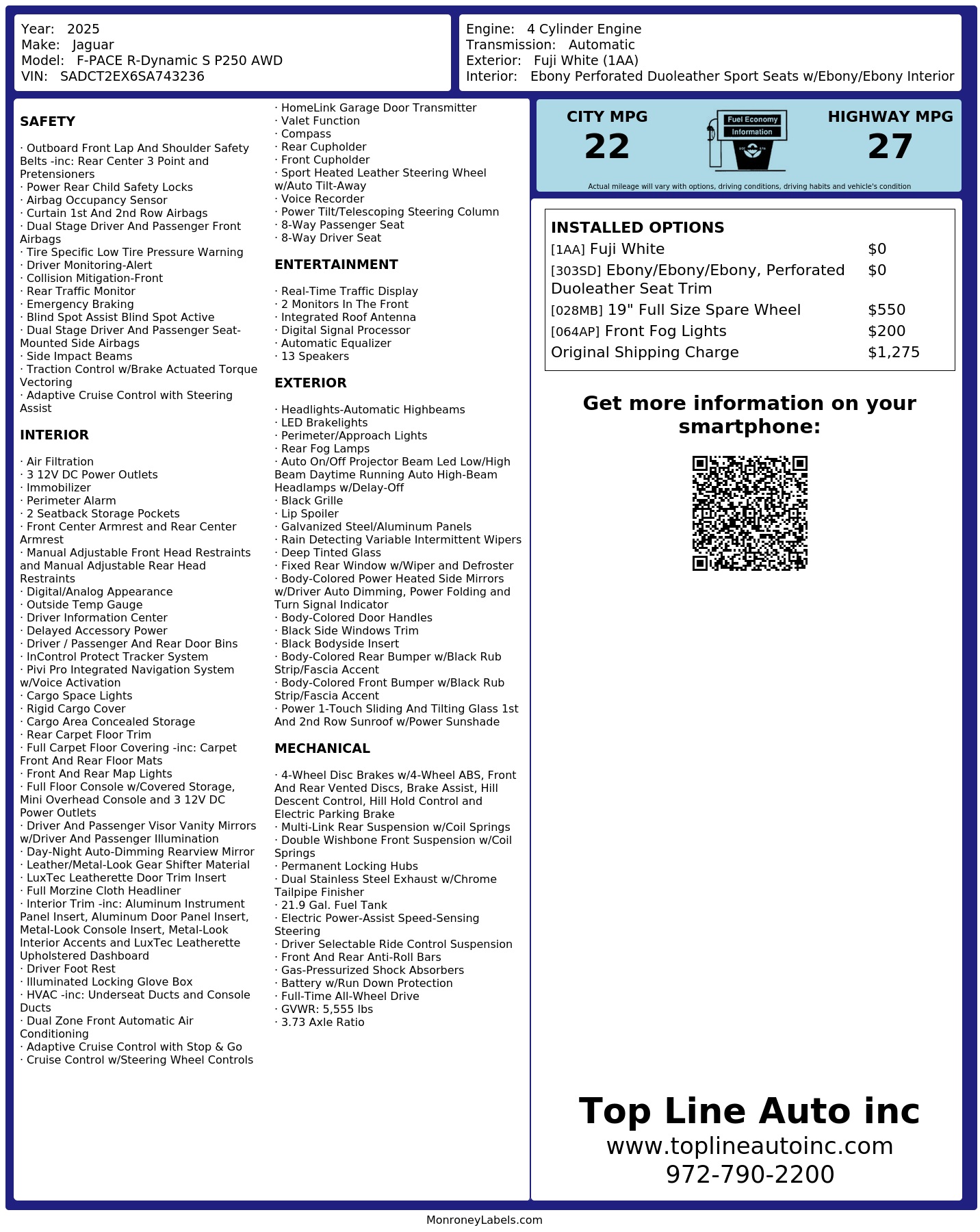 Monroney Label