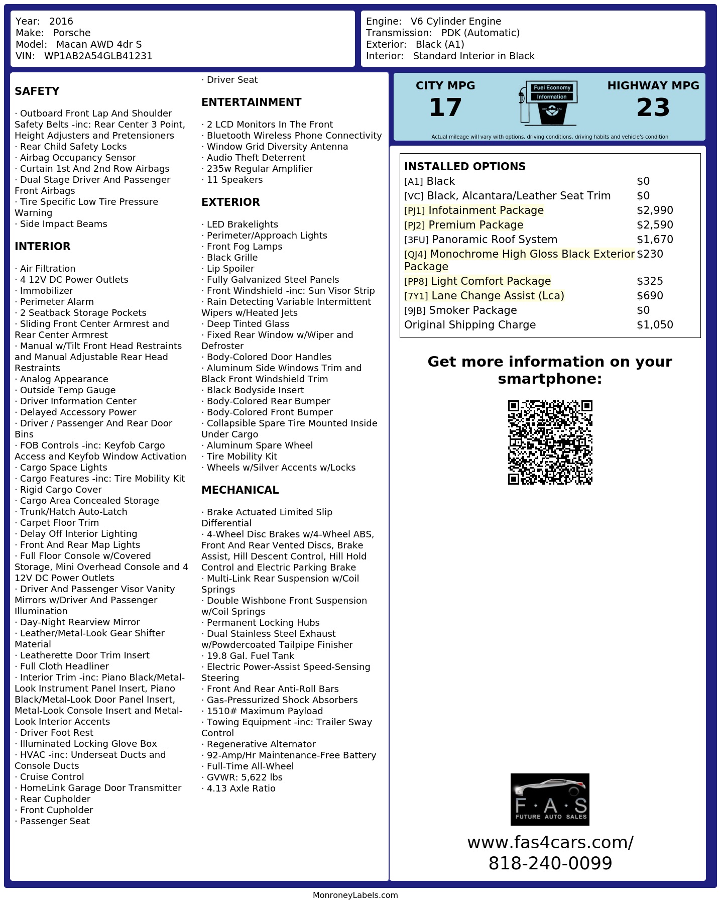 Monroney Label