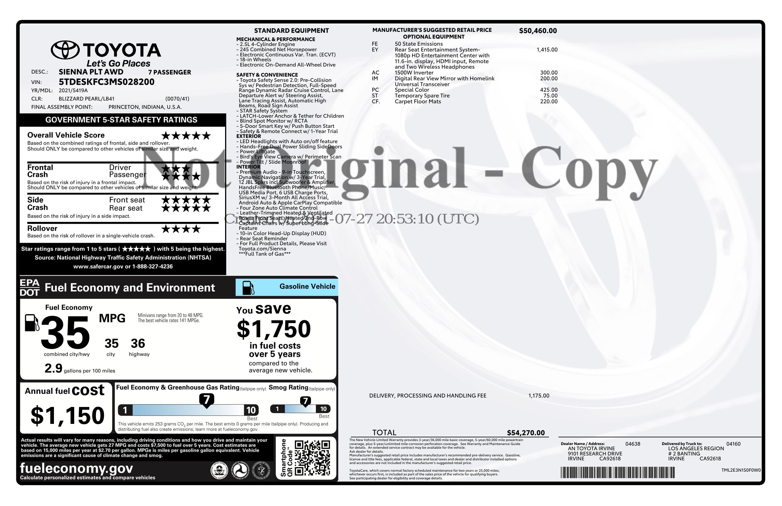 Monroney Label